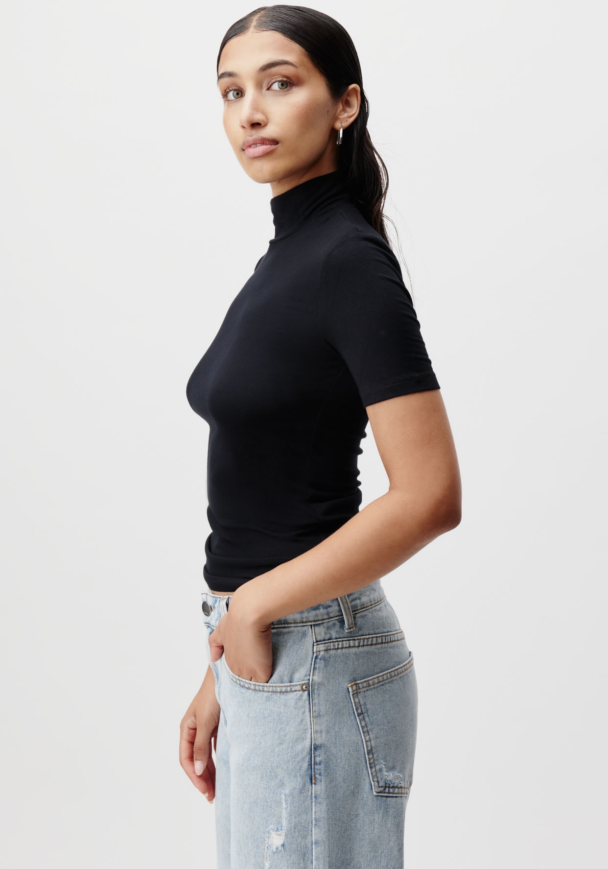 LeGer T-Shirt »Larina, LeGer by Lena Gercke«, figurbetont, Stehkragen