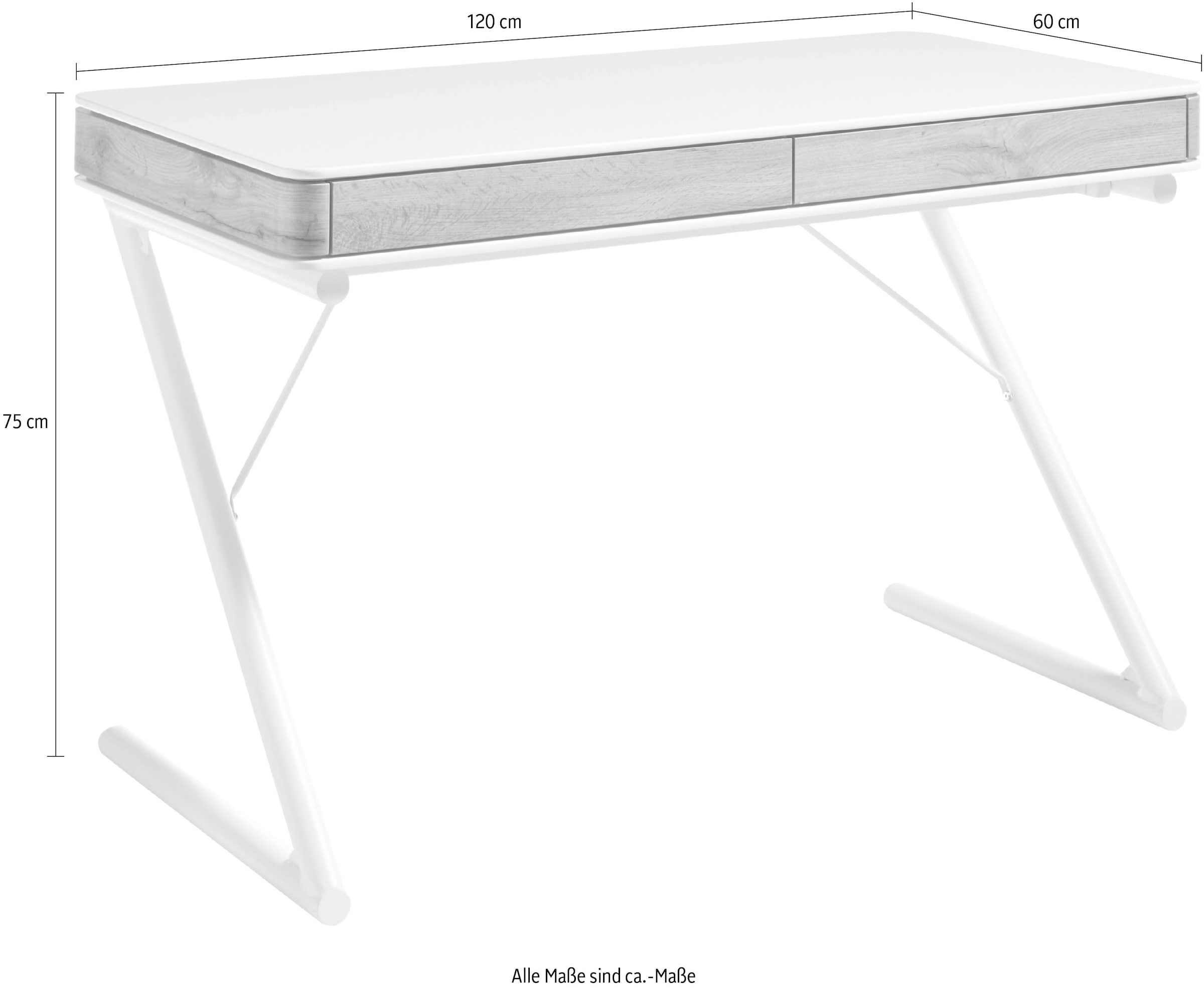 MCA furniture Schreibtisch »Bukarest«, weiss matt mit Schubladen, Breite 120 cm