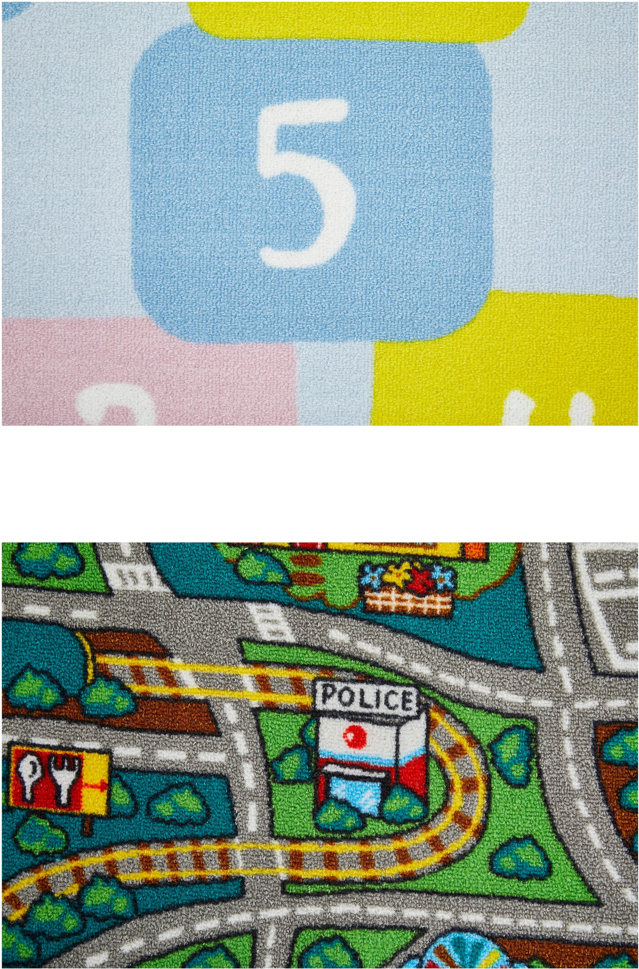 Andiamo Kinderteppich »Duo«, rechteckig, 10 mm Höhe, Spielteppich, Strassenteppich, beidseitig verwendbar, Hüpfkästchen