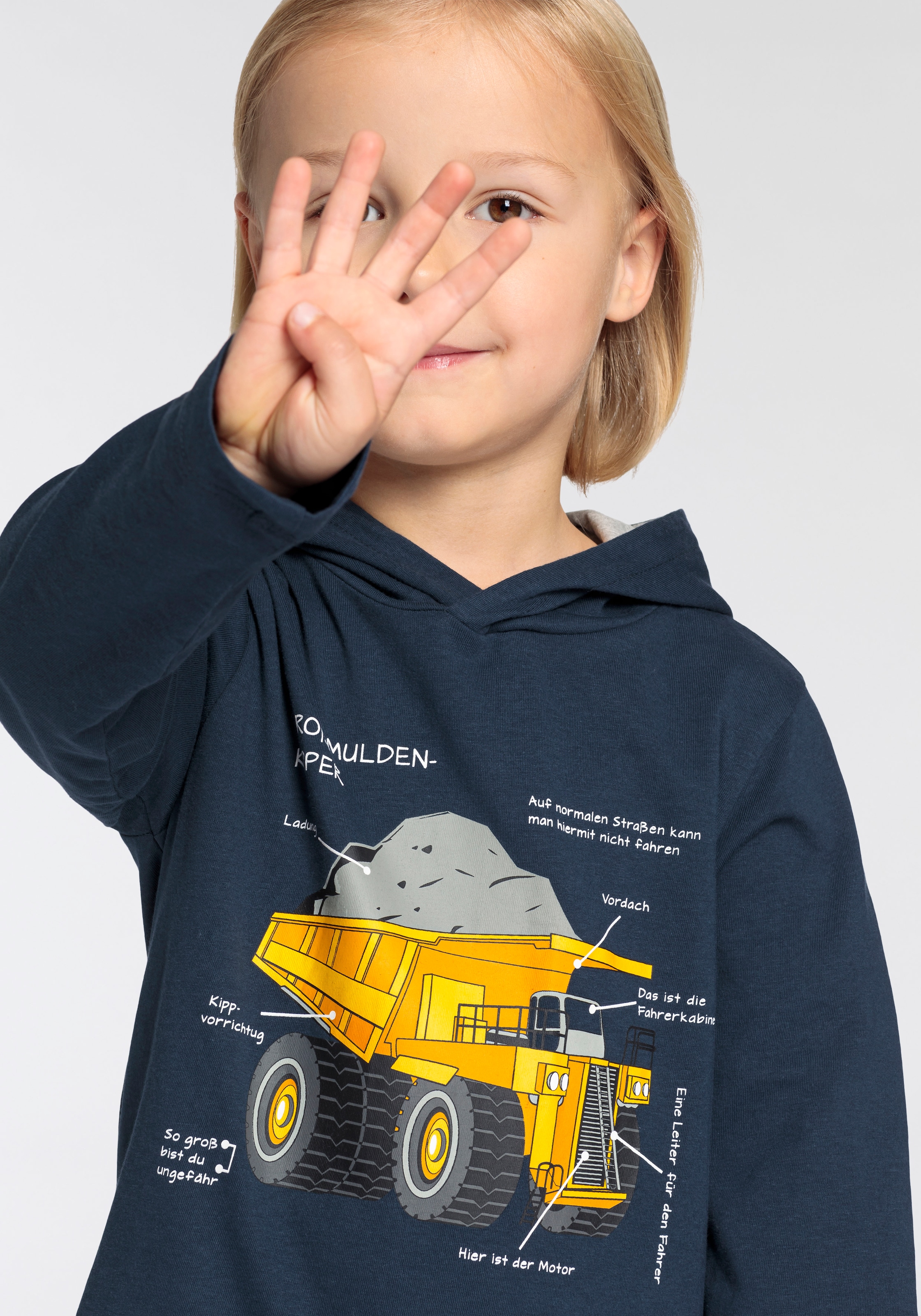 KIDSWORLD Langarmshirt »LKW KIPPER«, Langarm, Basic-Passform, mit modischem Druck, Rundhalsausschnitt