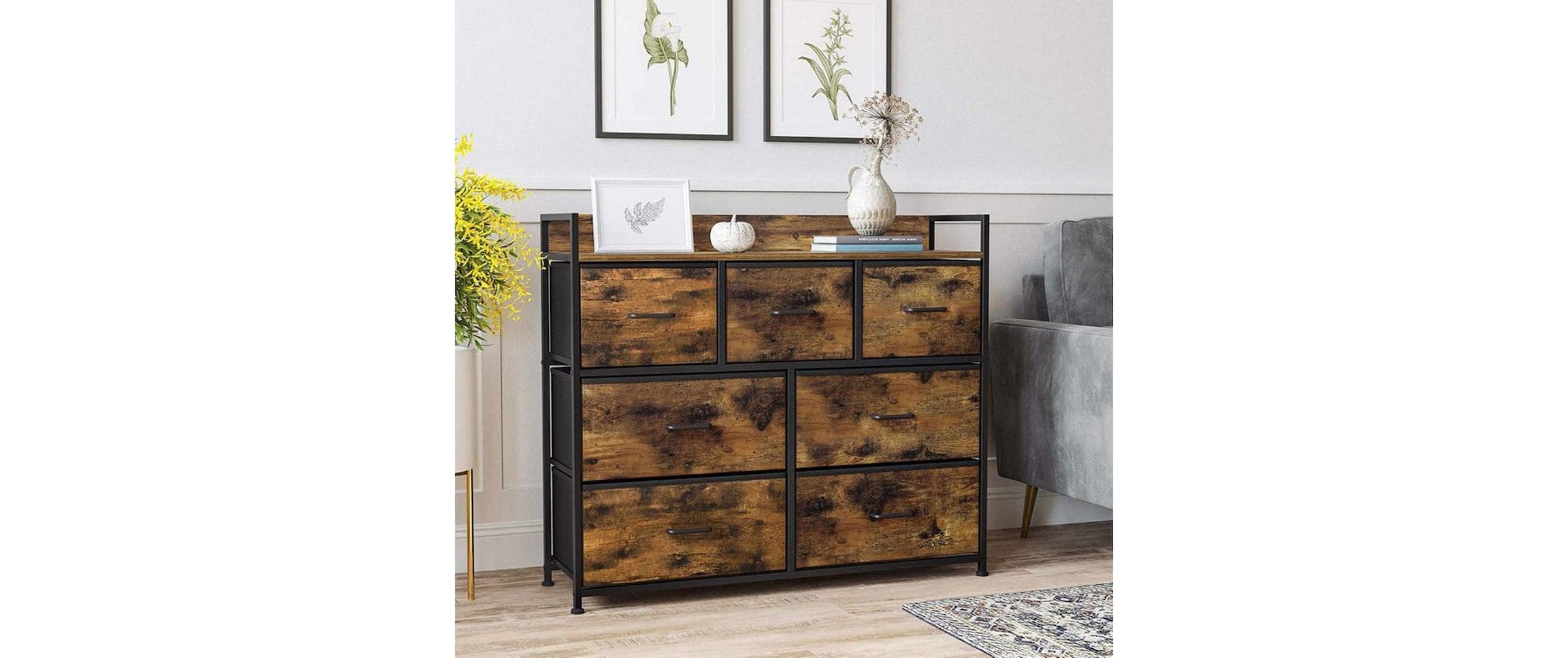 SONGMICS Kommode »45440 cm x 85 cm, Braun/Schwarz«
