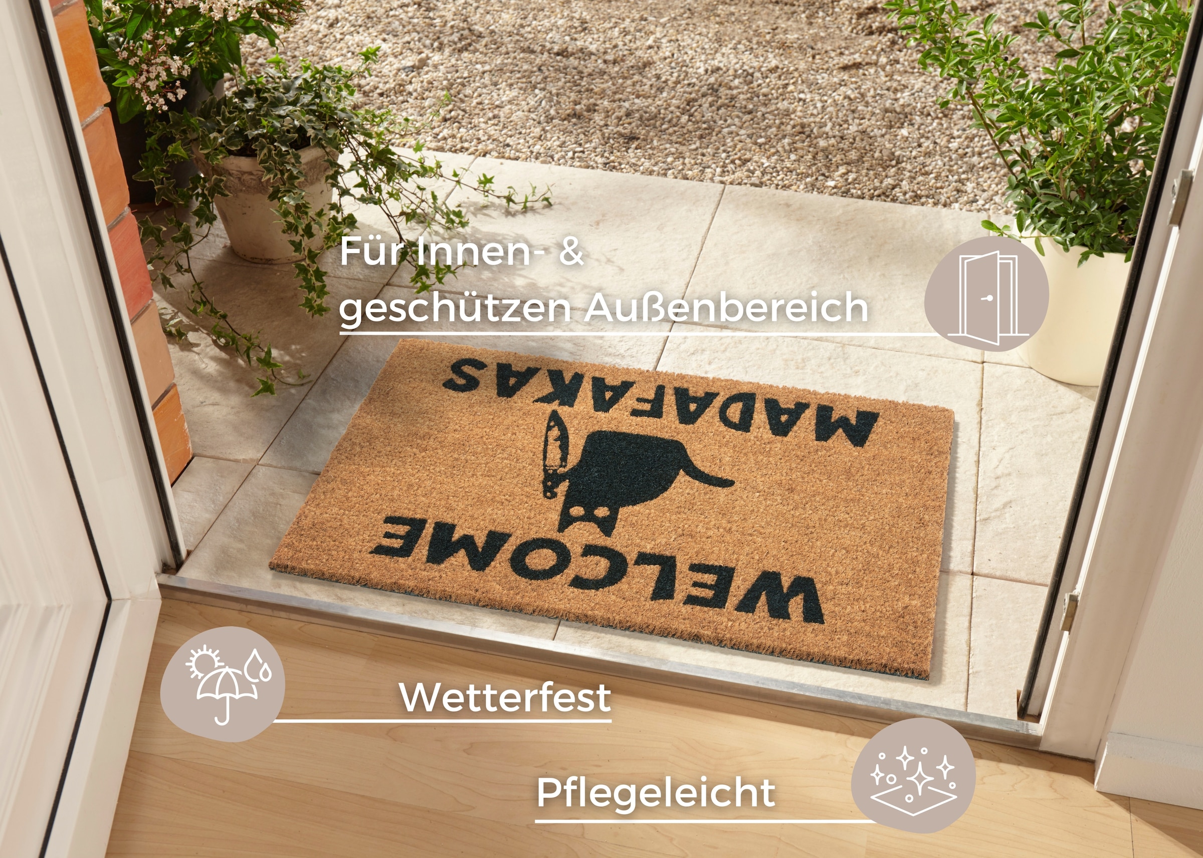 HANSE Home Fussmatte »Mix Mats Kokos Welcome Madafakas, Türmatte«, rechteckig, 15 mm Höhe, Kokos, Schmutzfangmatte, Outdoor, Rutschfest, Innen, Kokosmatte, Flur