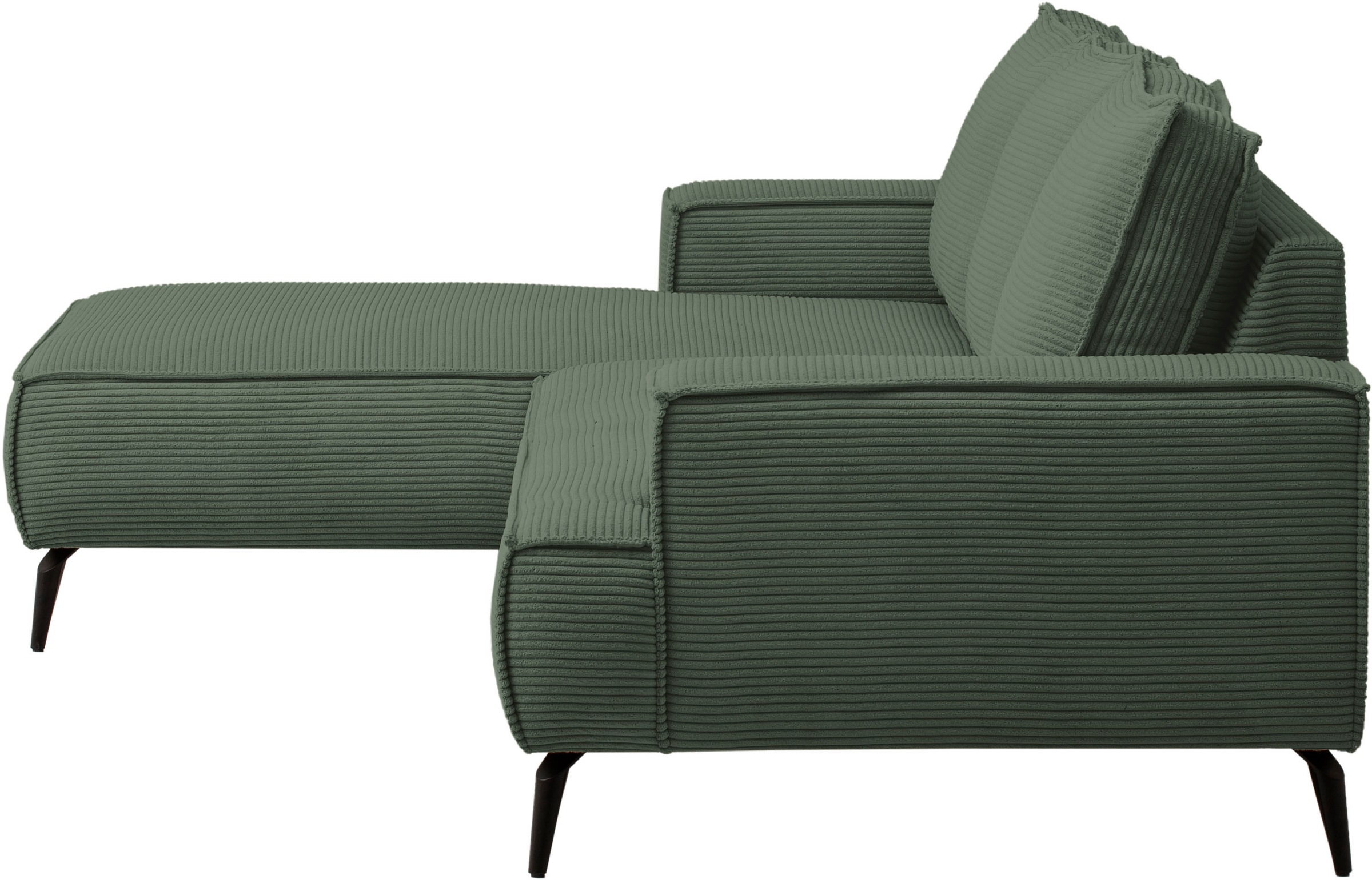 andas Ecksofa »TVINNU, L-Form in Cord, Sofa«, wahlweise Recamiere rechts/links, schwarze Füsse, bequemer Sitzkomfort