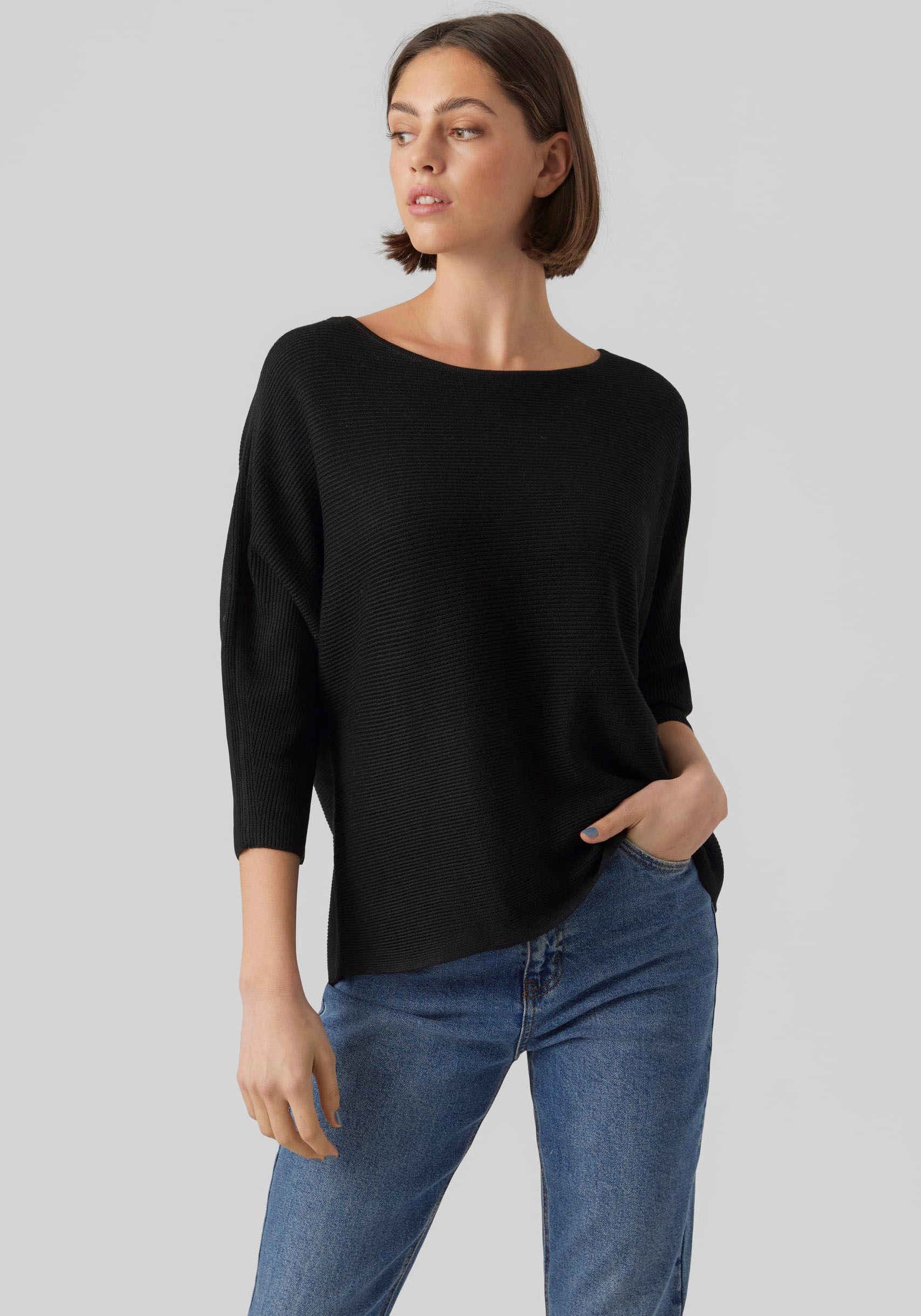 Vero Moda 3/4 Arm-Pullover »VMNORA 3/4 BOATNECK BLOUSE NOOS«, mit Fledermausärmeln