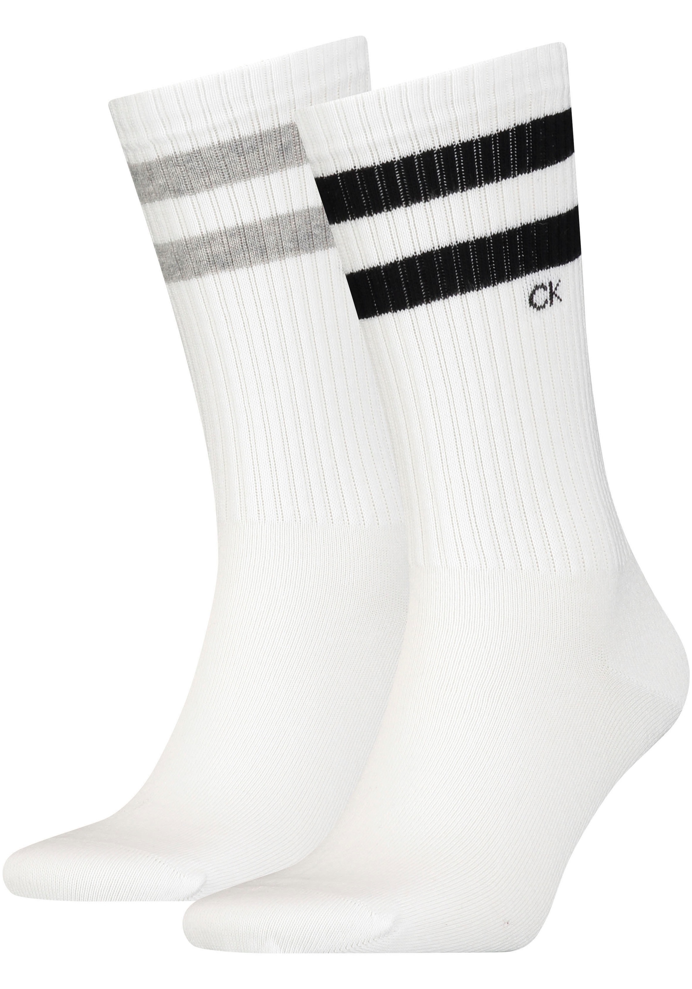 Calvin Klein Socken »CK MEN SOCK 2P STRIPES« 2 Paar tlg. CK Branding, gestreiftes Bündchen
