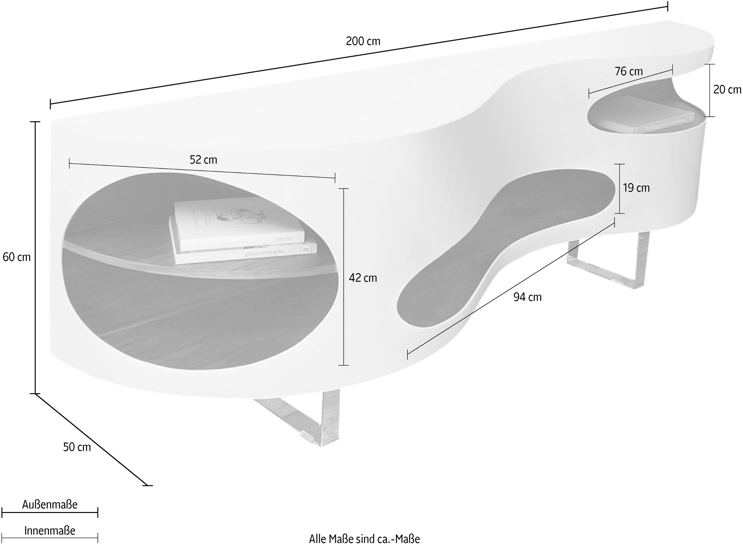 SalesFever Sideboard, Kommode in extravaganter Form, Breite 200 cm
