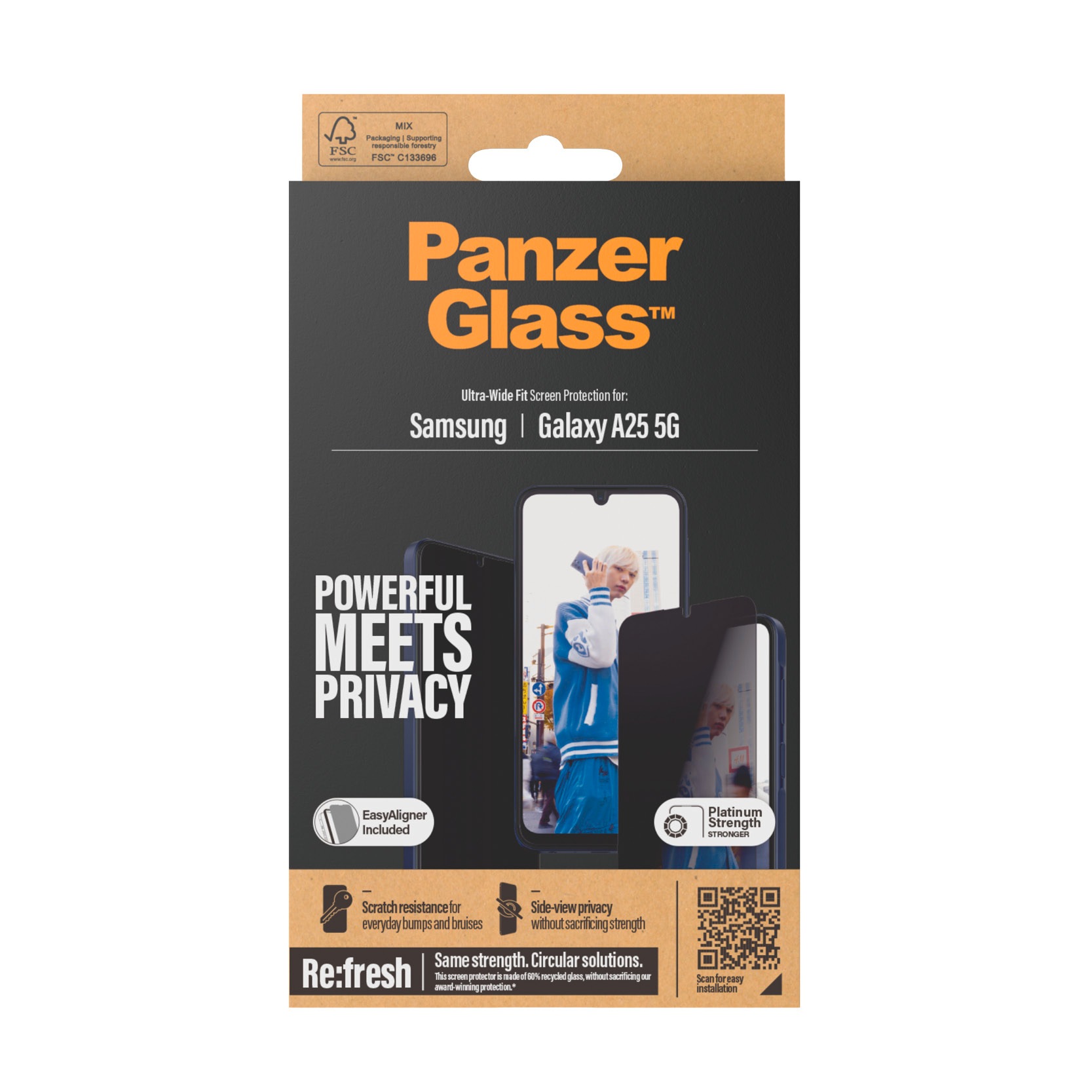 PanzerGlass Displayschutzglas »Ultra Wide Fit Privacy Screen Protector«, für Samsung Galaxy A25 5G, Blickschutz Displayschutzfolie Displayschutz Kratz-& Stossfest