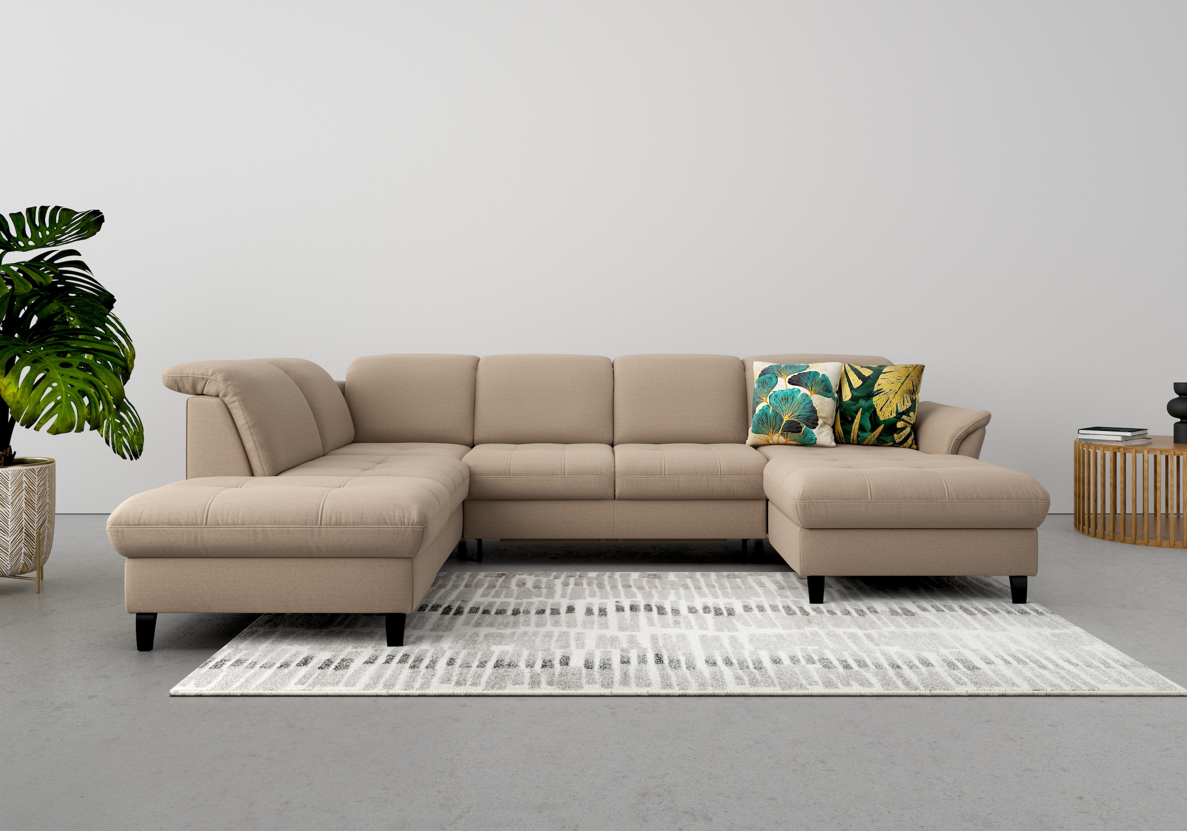 sit&more Wohnlandschaft "Maggiore U-Form" wahlweise mit Kopfteilverstellung, Bettfunktion und Stauraum