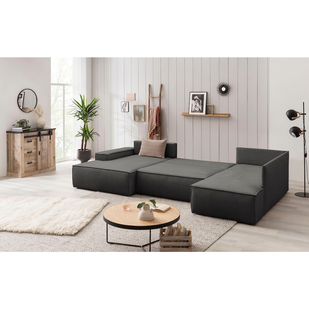 Home affaire Wohnlandschaft »SHERWOOD XXL 329 cm Schlafsofa, U-Form«