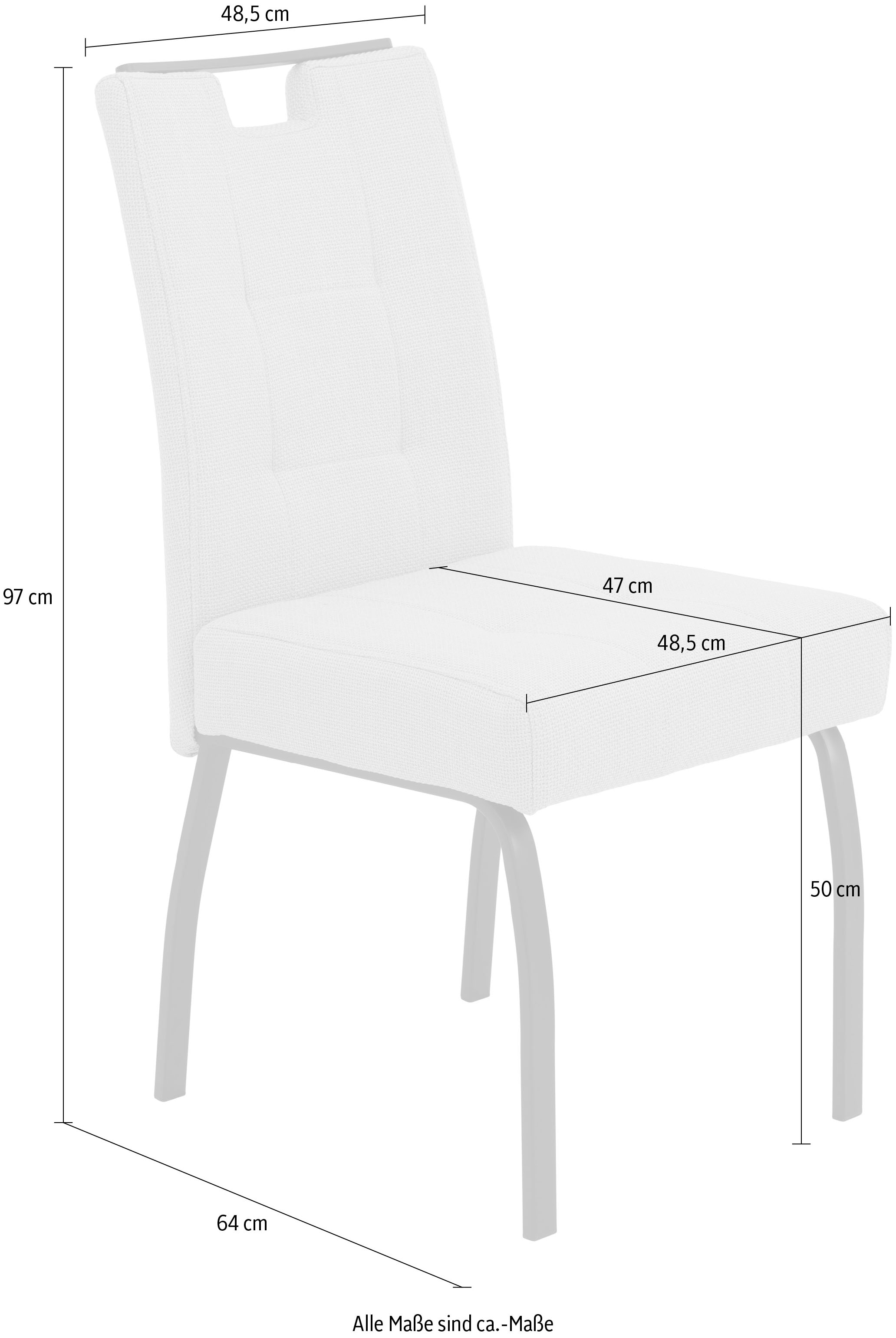 HELA 4-Fussstuhl »LINZ, Esszimmerstuhl, Komfortstuhl«, (Set), 2 St., Microfaser-Webstoff, XL-Sitz,elegante Griffleiste,Komfortsitz mit Federkern,140kg belastbar