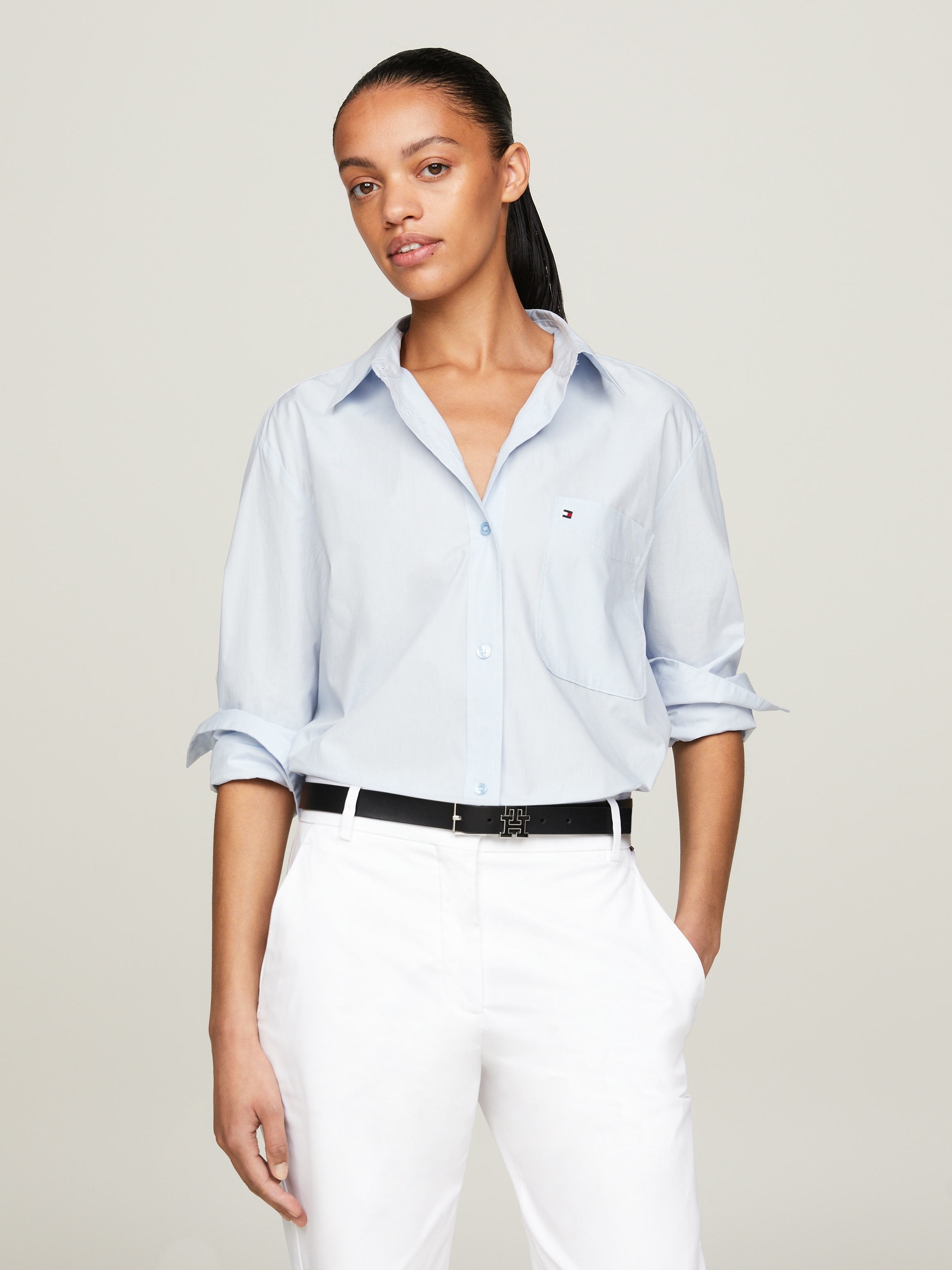 Hemdbluse »SOLID COTTON EASY FIT SHIRT«, mit Brusttasche