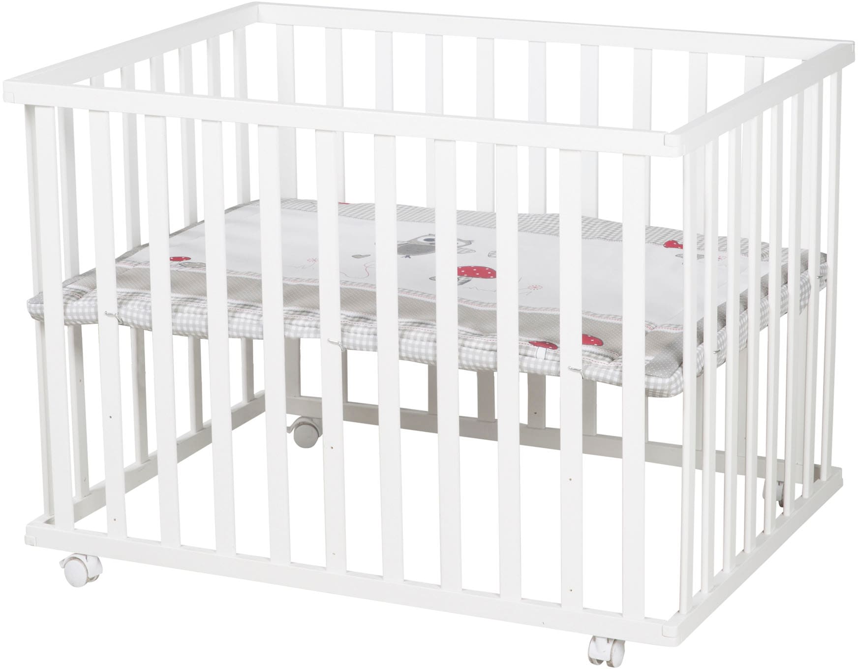 roba® Laufgitter »Adam & Eule weiss, 100x75 cm«, bis 15 kg, mit Stoffeinlage