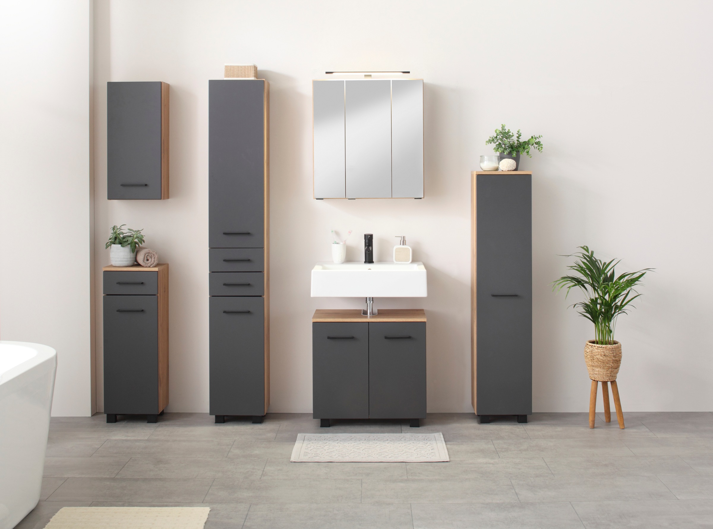 welltime Waschbeckenunterschrank "Trento, verschiedene Ausführungen und Farben" Badmöbel, Breite 60cm, Badezimmerschrank Beckenunterschrank WBU