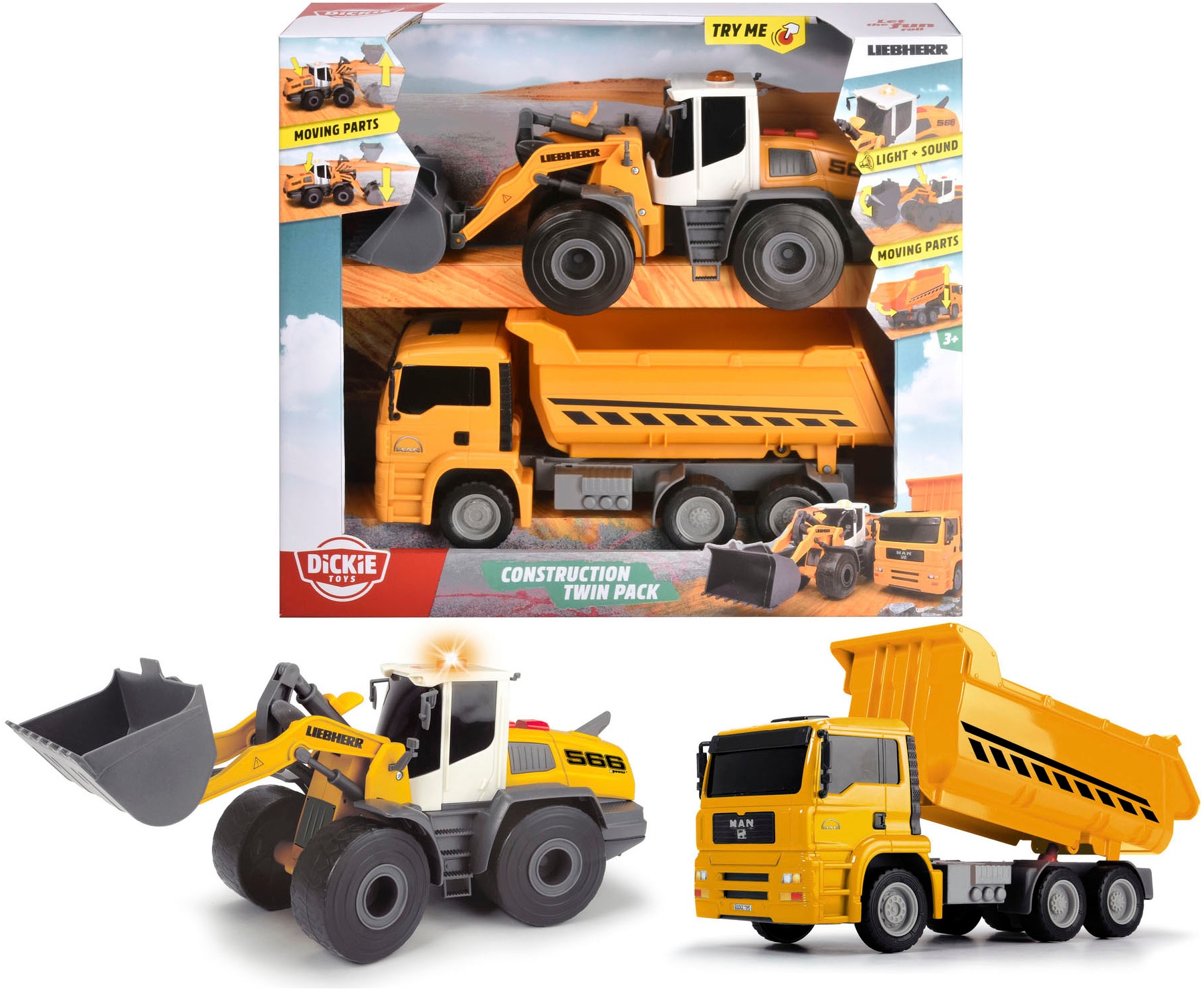 Dickie Toys Spielzeug-Baumaschine "Construction Twin Pack" mit Licht und Sound