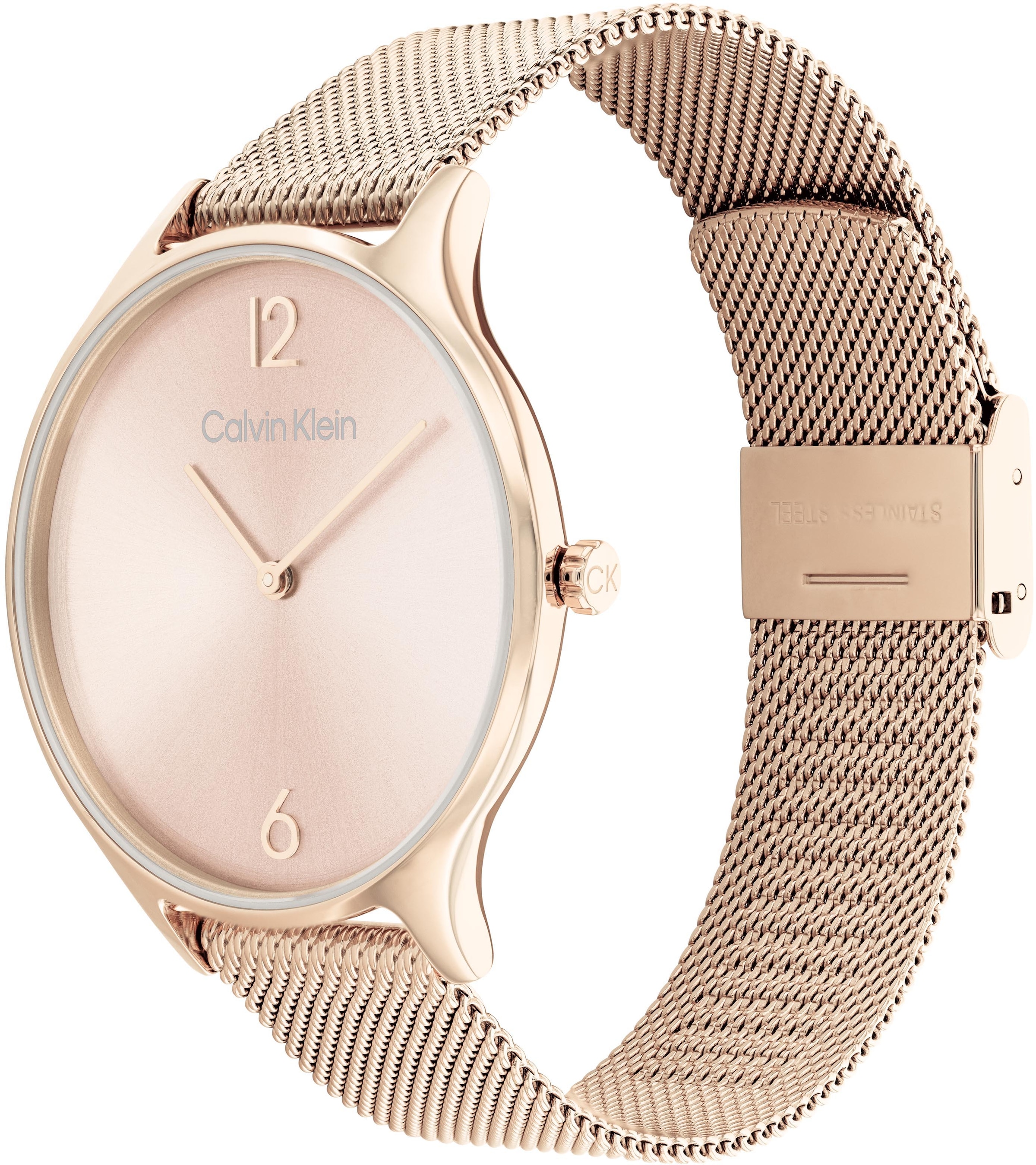 Calvin Klein Quarzuhr »Timeless 2H, 25200002«, Armbanduhr, Damenuhr, Mineralglas, IP-Beschichtung