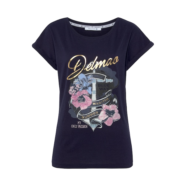 DELMAO Print-Shirt, mit geblümten Anker-Logodruck - NEUE MARKE! online  shoppen bei Jelmoli-Versand Schweiz