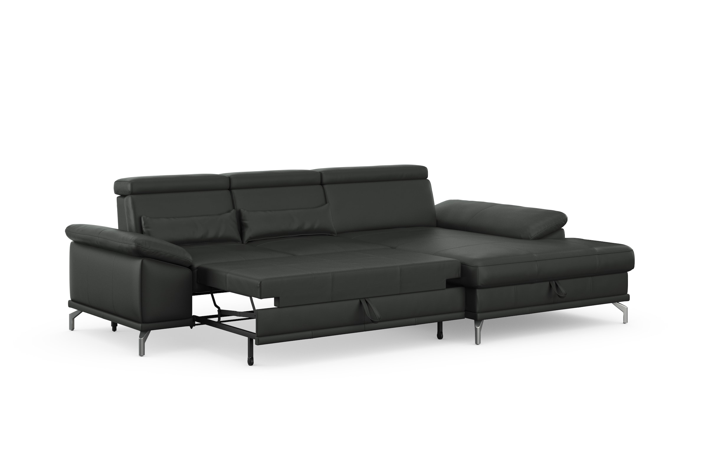 sit&more Ecksofa »Cabrio L-Form, mit Sitztiefenverstellung, Arm- und Kopfteilverstellung«, 2 Nierenkissen, Federkern, optional Bettfunktion und Stauraum