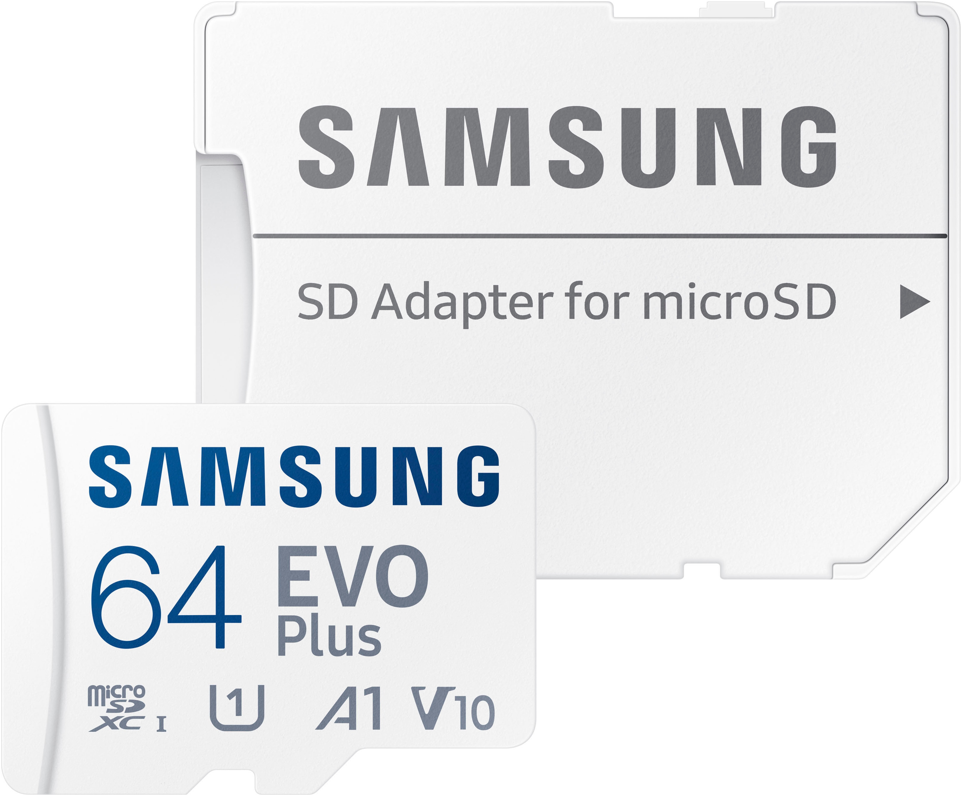 Samsung Speicherkarte "EVO Plus (2024) inkl. SD-Adapter" (64 GB Video Speed Class 30 (V30)/UHS Speed Class 3 (U3) 160 MB/s Lesegeschwindigkeit)
