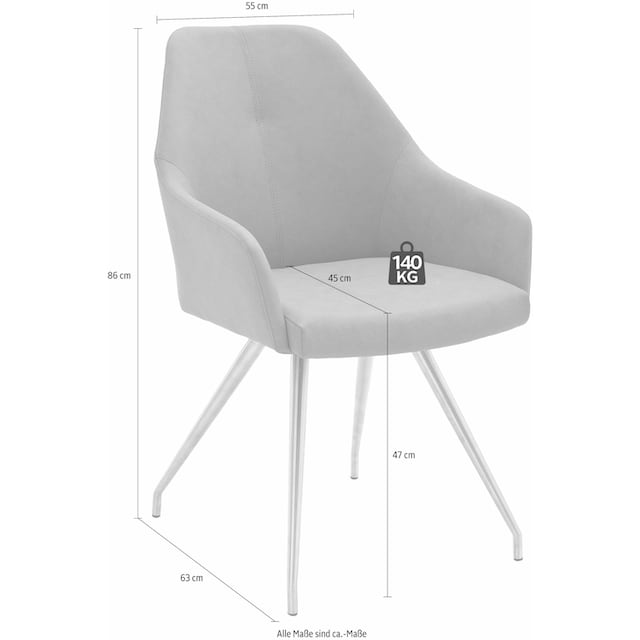MCA furniture 4-Fussstuhl »Madita A-Oval«, (Set), 2 St., Kunstleder, Stuhl  belastbar bis 140 Kg online bestellen | Jelmoli-Versand