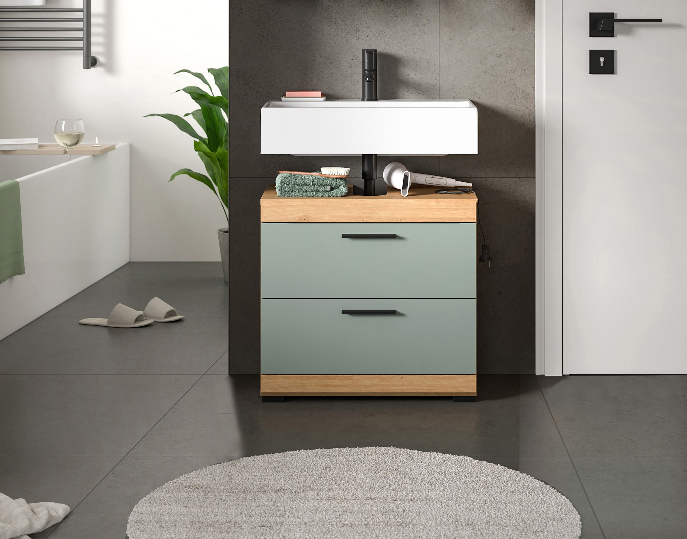 INOSIGN Waschbeckenunterschrank »Siena, Breite 60cm, 2 Tür, 2 Fächer, mit Siphonausschnitt, MDF-Front«, (1 St.), in verschiedenen Farben erhältlich, Badmöbel, Badschrank, Kommode, Bad