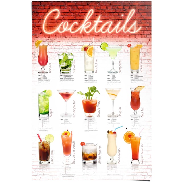 ❤ Reinders! Poster »Cocktails Rezepte«, (1 St.) entdecken im Jelmoli-Online  Shop