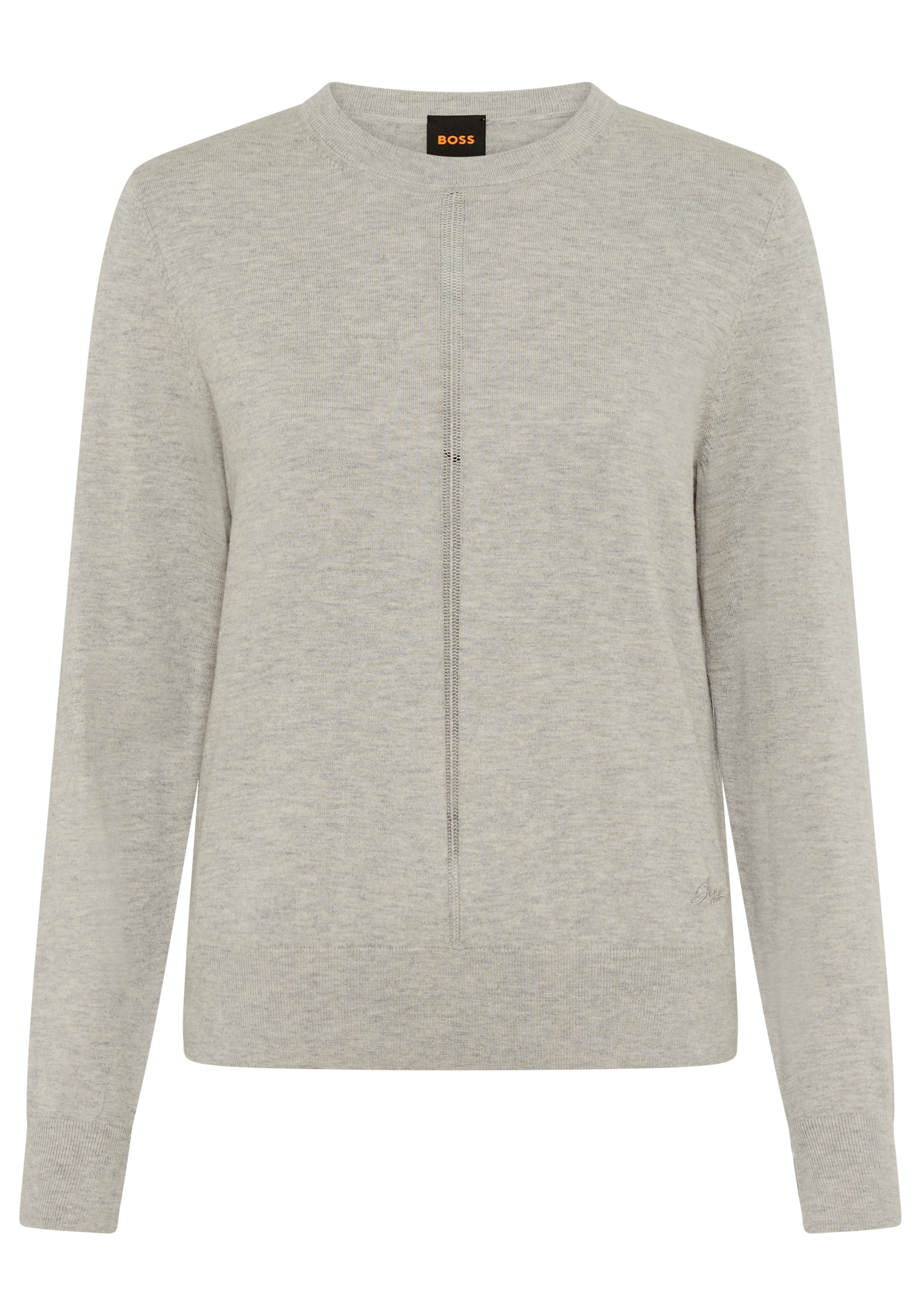 BOSS ORANGE Strickpullover »Finguine Premium Damenmode« mit Ajour-Dekor, Rundhalsform
