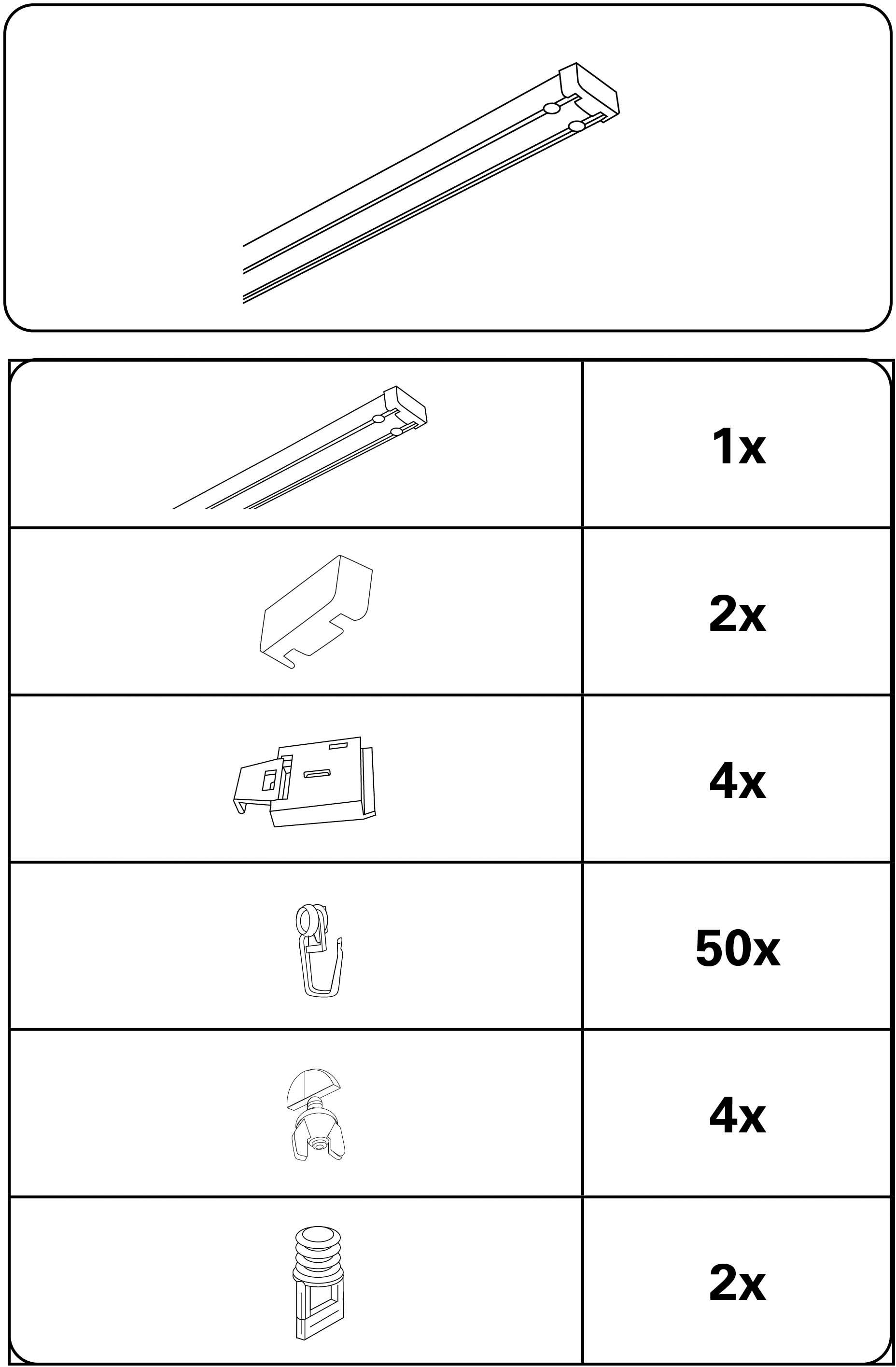 GARDINIA Vorhangschiene »Aluminium-Vorhangschienen Set 2-Lauf«, 2 läufig-läufig, Fixmass, 2-läufig