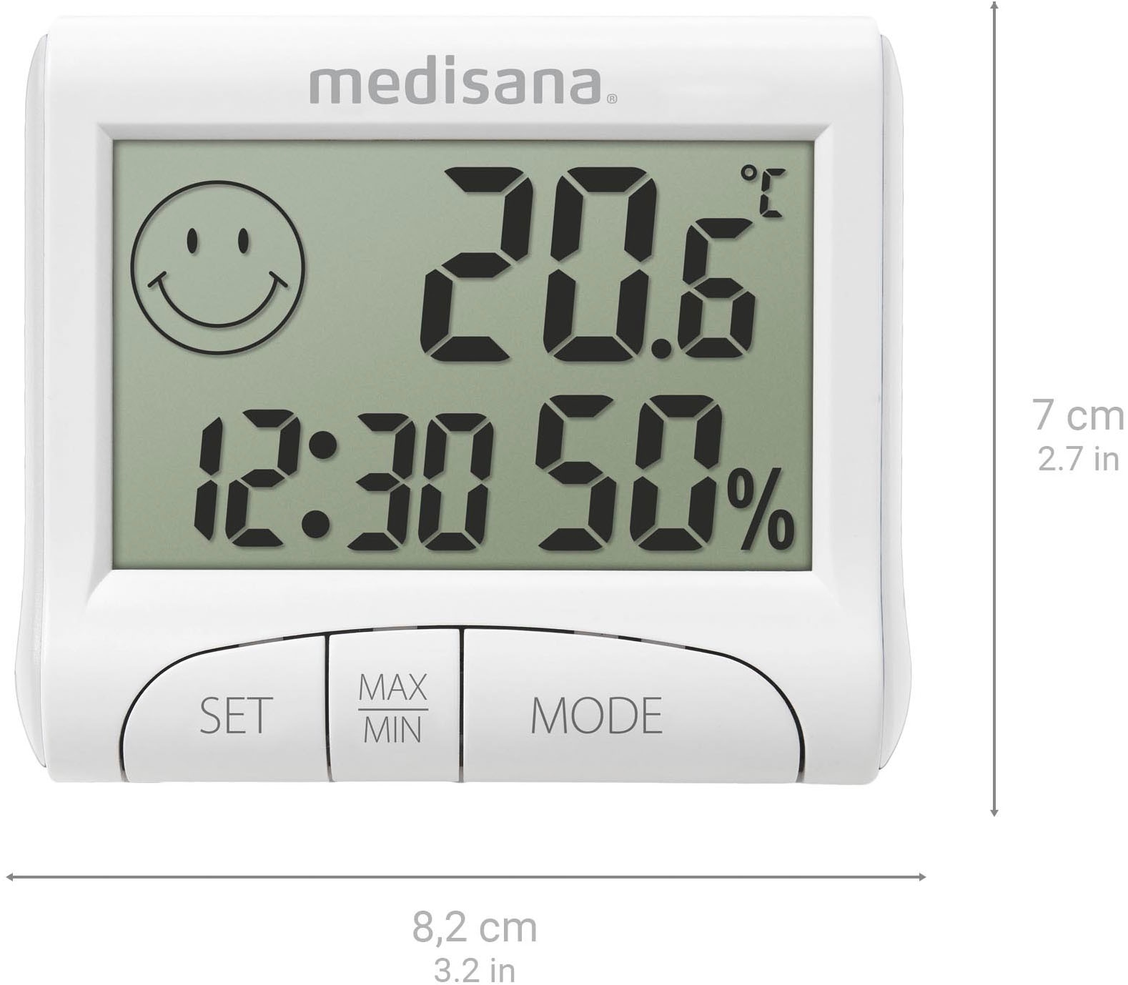 Medisana Innenwetterstation »HG 100«, Luftfeuchtigkeit, Raumtemperatur, Höchst- und Tiefstwerten