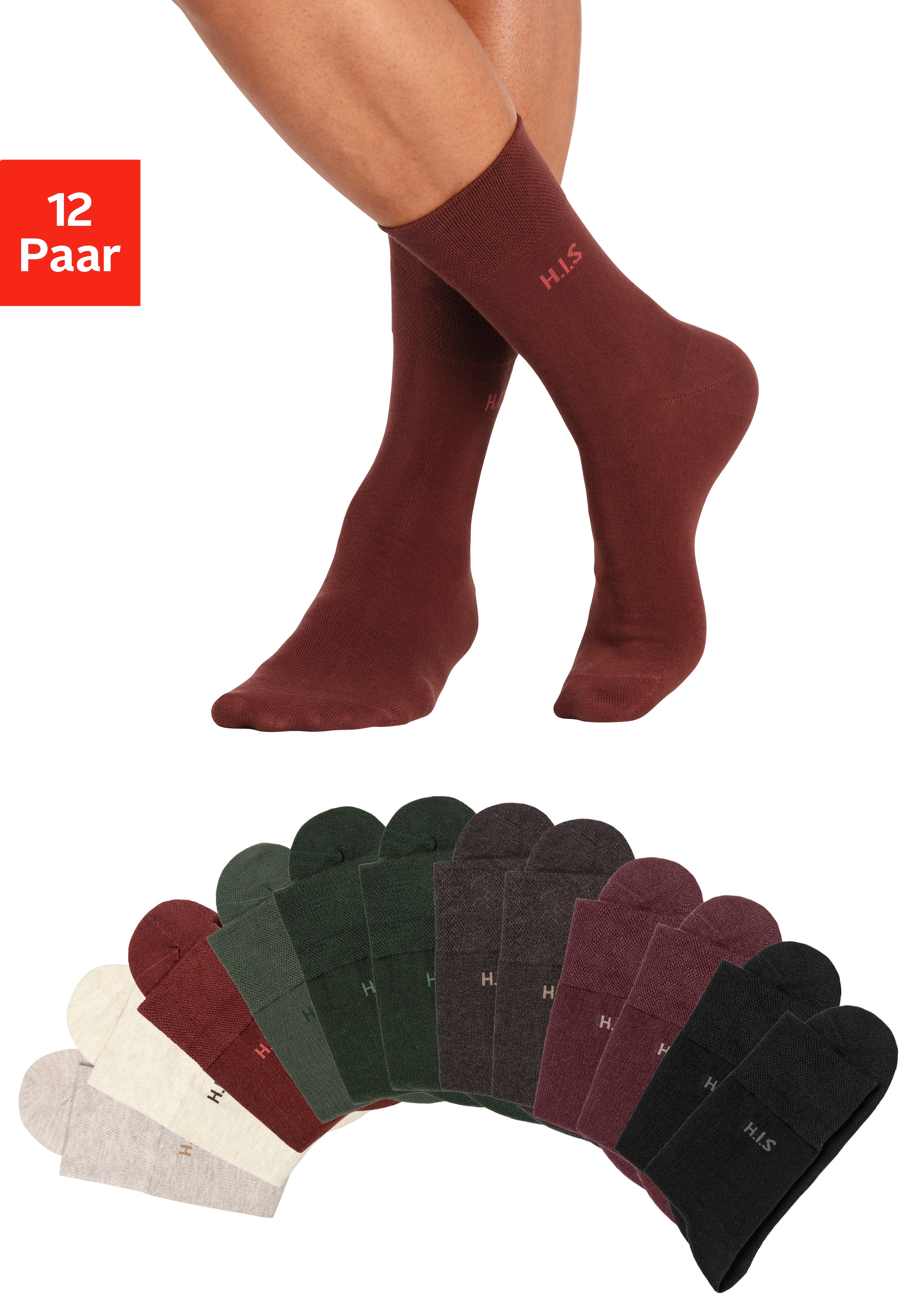 H.I.S Socken, (Packung, 12 Paar), ohne einschneidendes Gummi kaufen