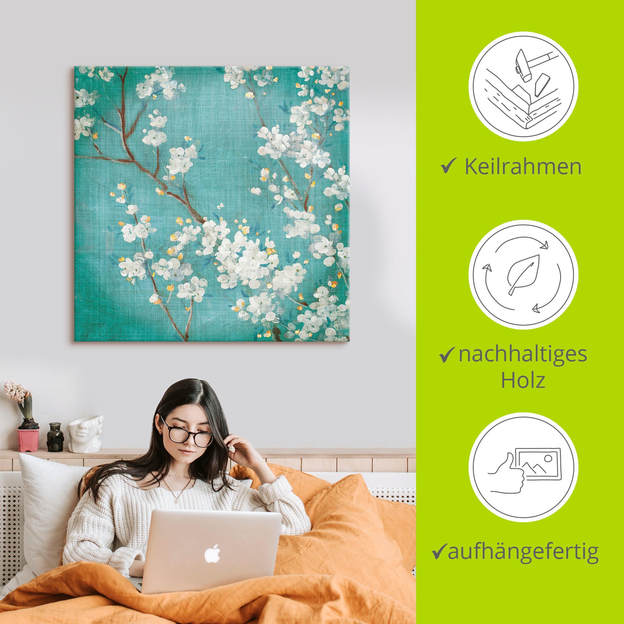 Artland Wandbild »Weisse Kirschblüten II«, Blumen, (1 St.), als Leinwandbild, Poster in verschied. Grössen