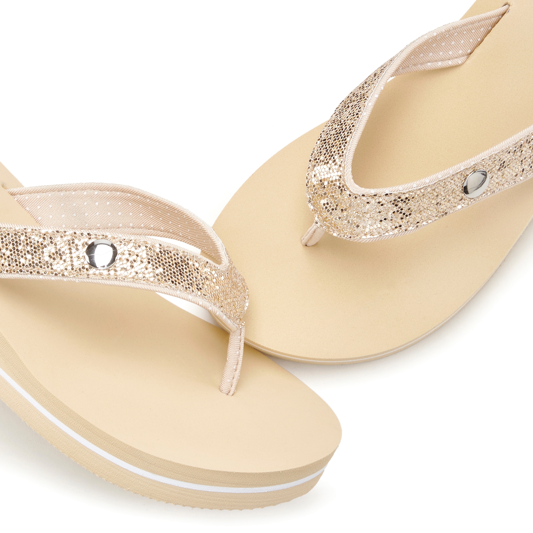 Venice Beach Badezehentrenner, Sandale, Pantolette, Badeschuh ultraleicht mit Glitzerband VEGAN