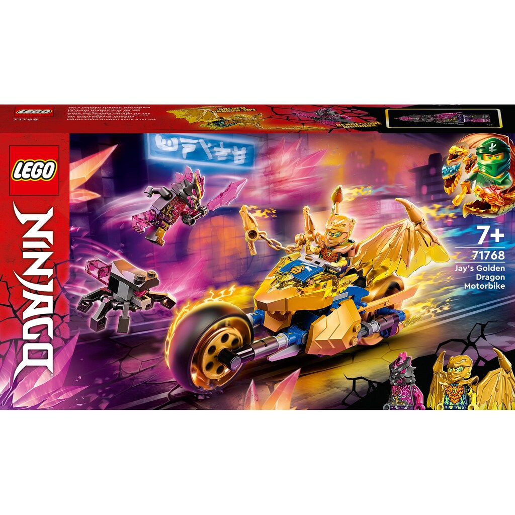 LEGO® Spielbausteine »Jays Goldfarbendrachen-Moto«, (137 St.)
