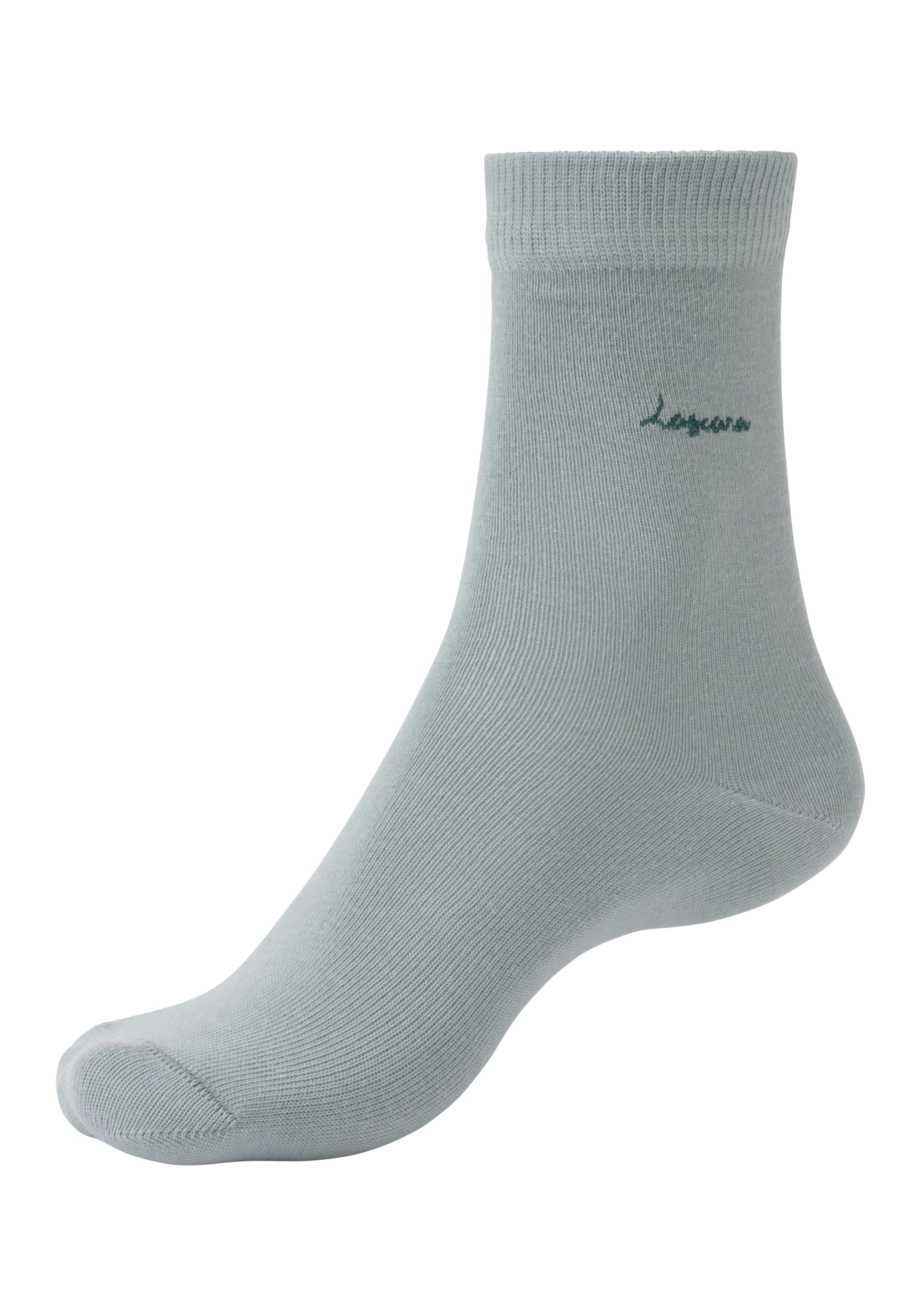 LASCANA Basicsocken, (Box, 7 Paar), mit hochwertiger Logo Stickerei