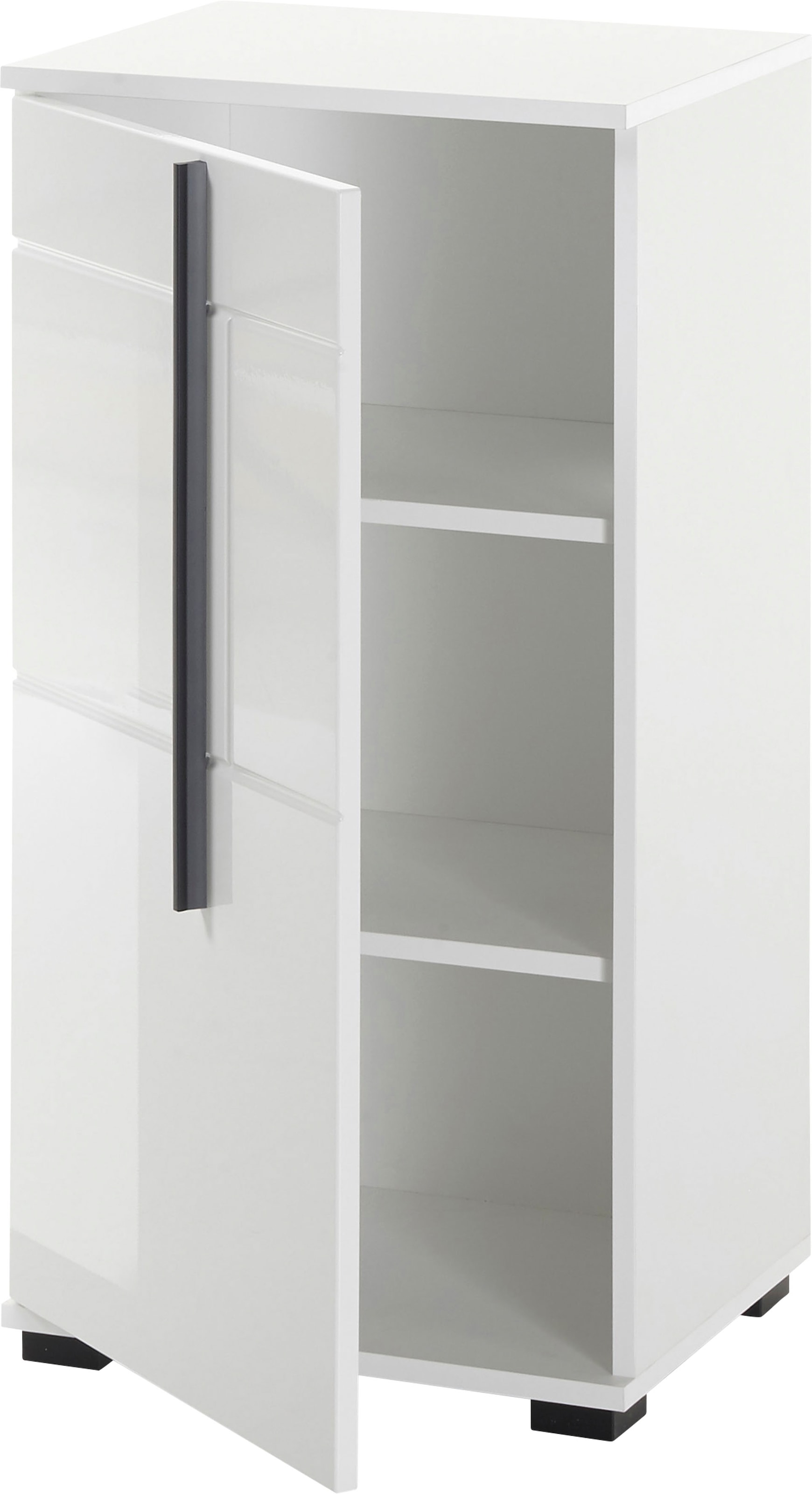 INOSIGN Unterschrank »Cantara, Badschrank in Hochglanz Weiss, Schrank im modernen Design«, mit schwarzen Griffen, ausreichend Stauraum