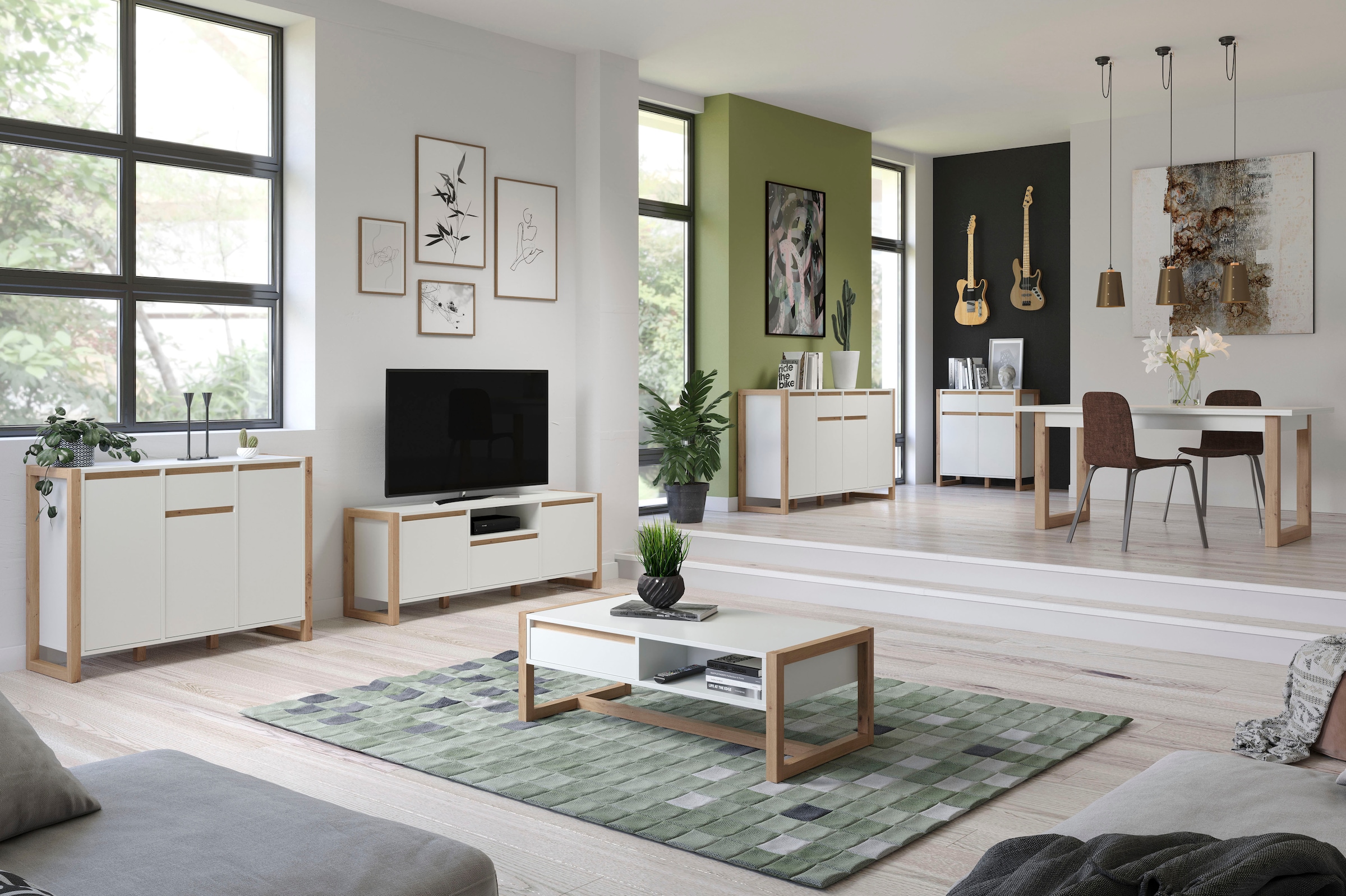 andas Lowboard »Drammen«, TV Schrank, hellbraun / weiss, matt, Breite 150 cm