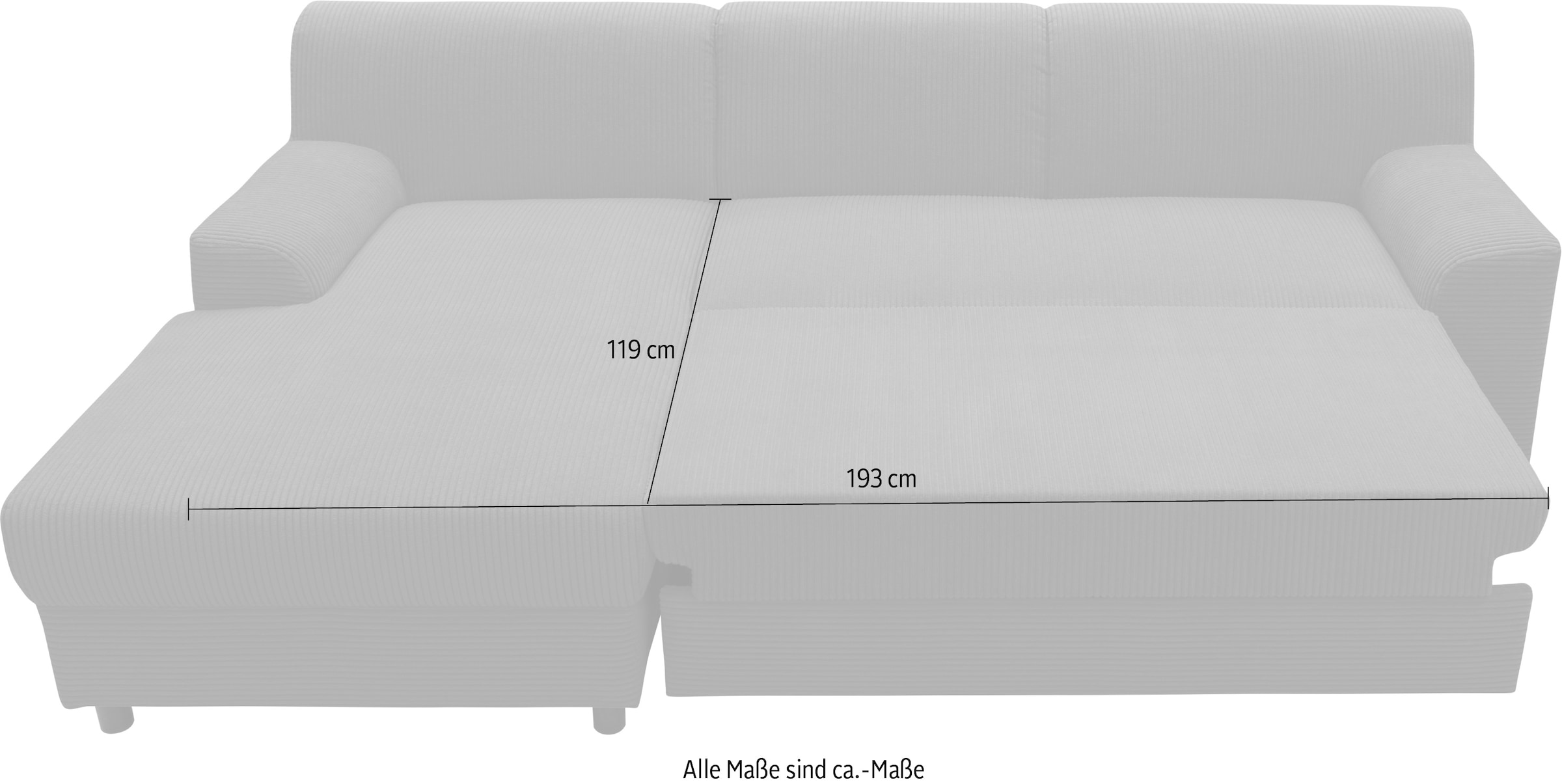 INOSIGN Ecksofa »Turah 2, L-Form, in Cord u. wasserabweisender Microfaser, Federkern«, B/T/H: 241/146/79 cm, incl. Zierkissen, wahlweise mit Bettfunktion