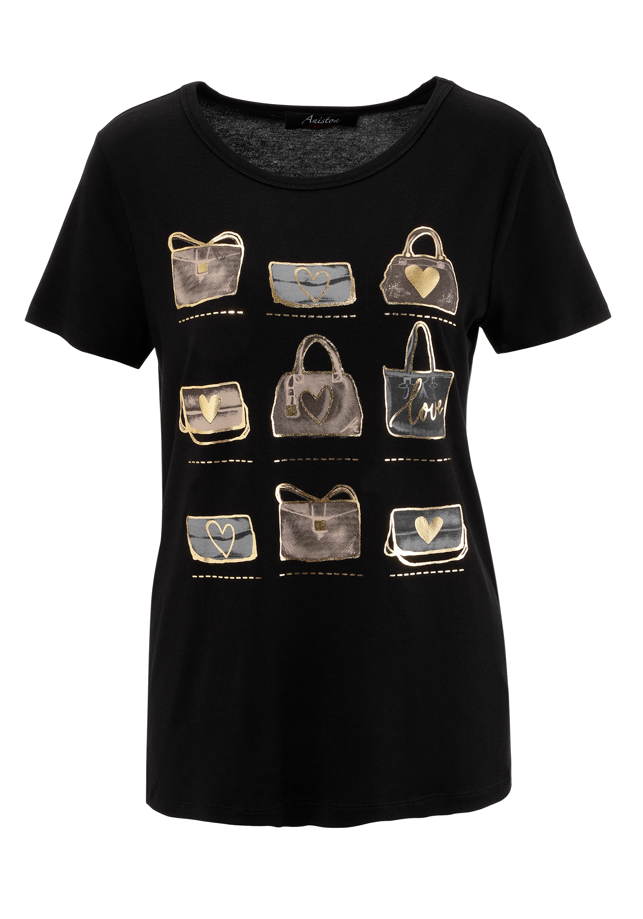 online bei Jelmoli-Versand KOLLEKTION teilweise CASUAL Aniston Folienprint mit NEUE T-Shirt, Frontdruck, - kaufen glitzerndem Schweiz
