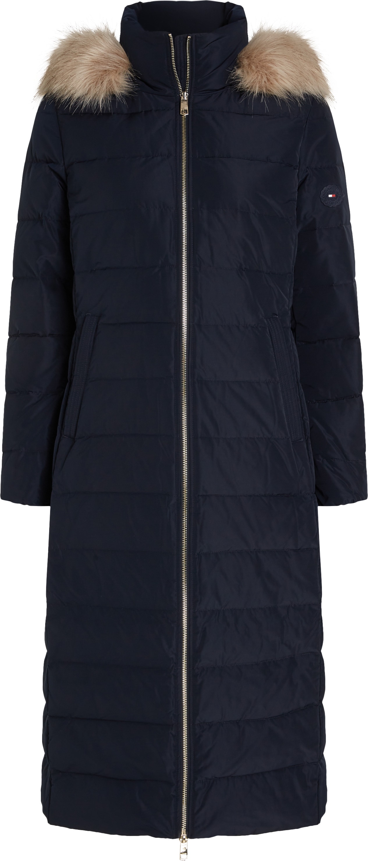 Tommy Hilfiger Steppmantel »HERITAGE DOWN TYRA MAXI WITH FUR«, mit Logopatch