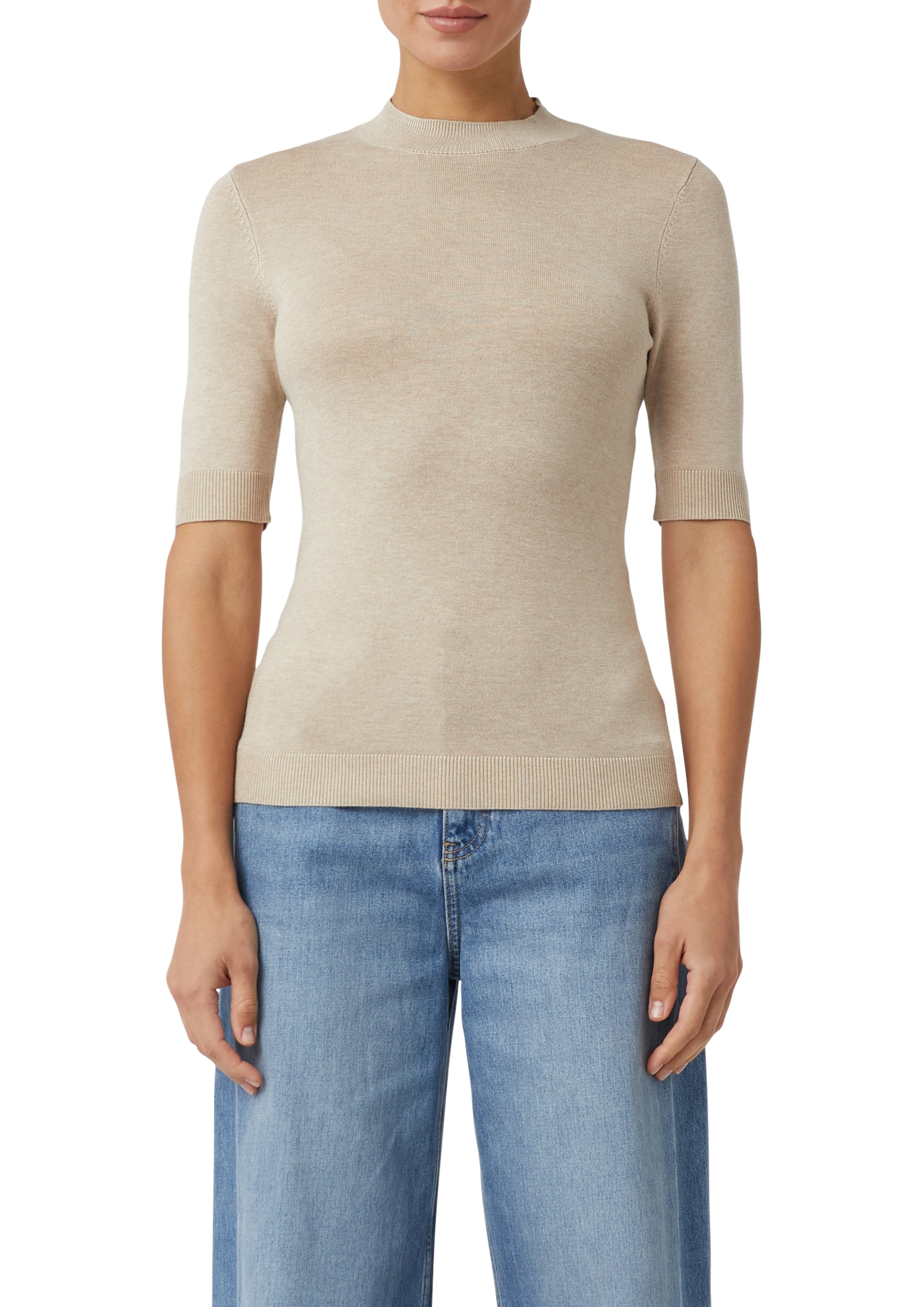 Comma Strickpullover halbarm, mit Stehkragen