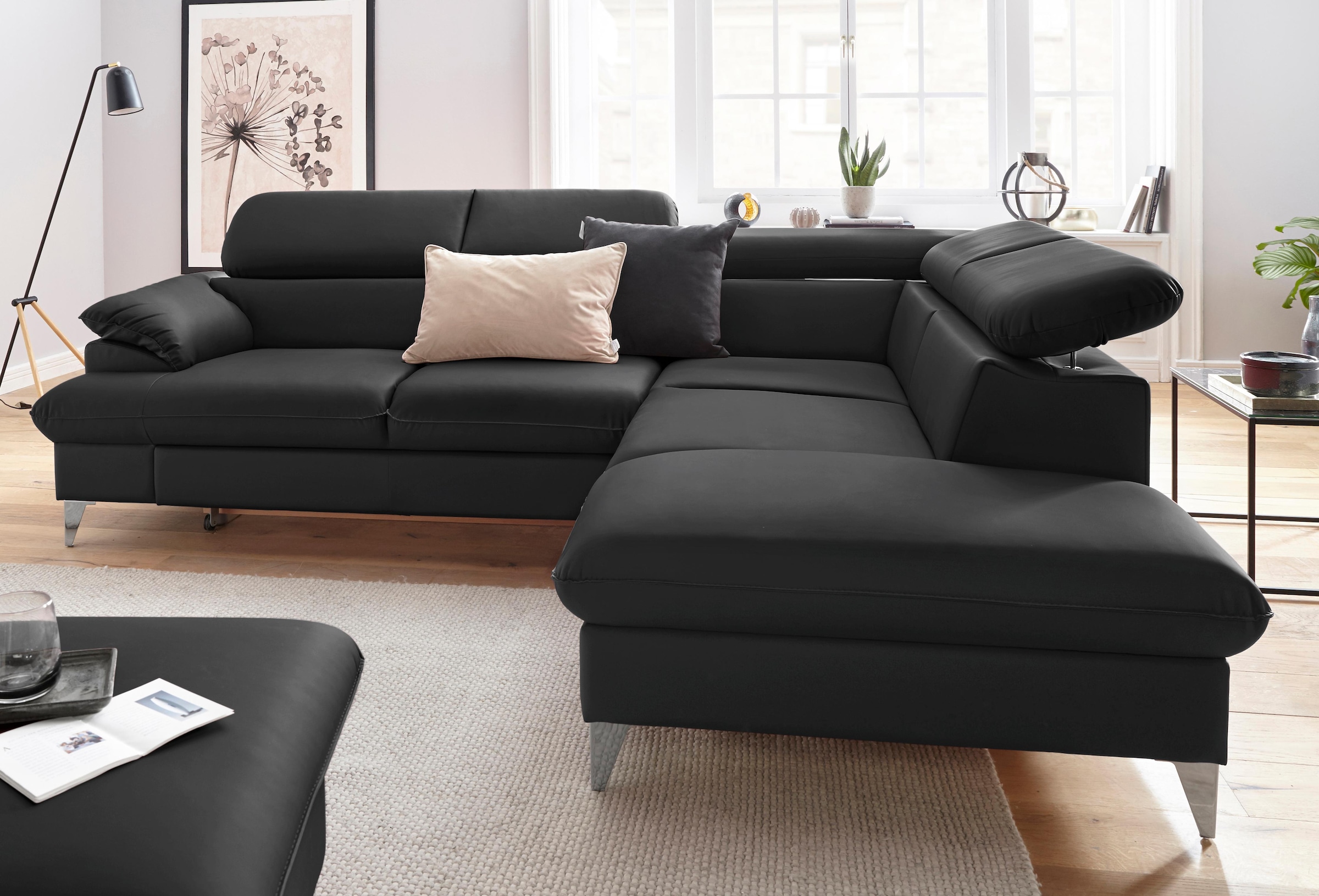 COTTA Ecksofa »Caluso L-Form«, inklusive Kopfteilverstellung, wahlweise mit Bettfunktion