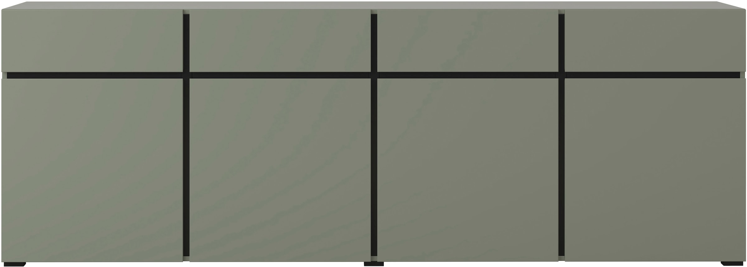 INOSIGN Sideboard »Cross,Breite 225 cm, moderne grifflose Kommode,4 Türen/4 Schubkästen«, Schubladenschrank mit viel Stauraum, Einlegeböden verstellbar