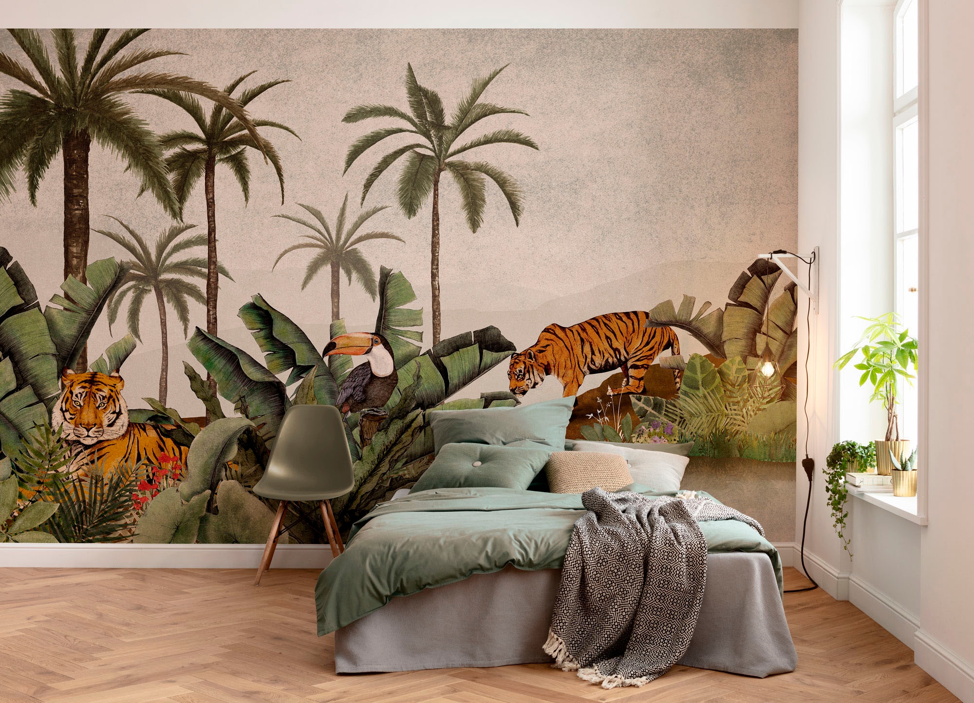 Komar Fototapete »Digitaldruck Vlies - Tiger Jungle - Grösse 400 x 250 cm«, bedruckt, Wohnzimmer, Schlafzimmer