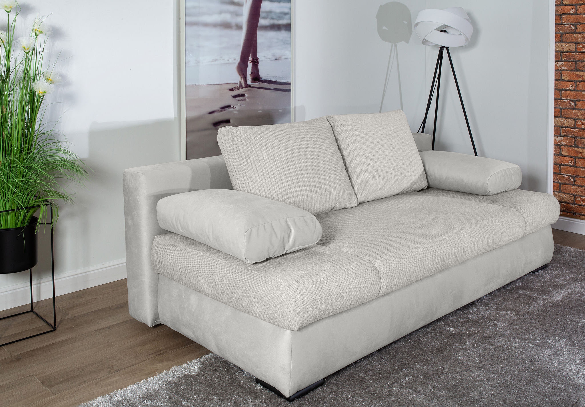 COLLECTION AB Schlafsofa »Chicago, B: 200 cm, Liegefl. 146x200 cm«, mit Bettfunktion, Bettkasten & 2 Armlehnenkissen, Federkern