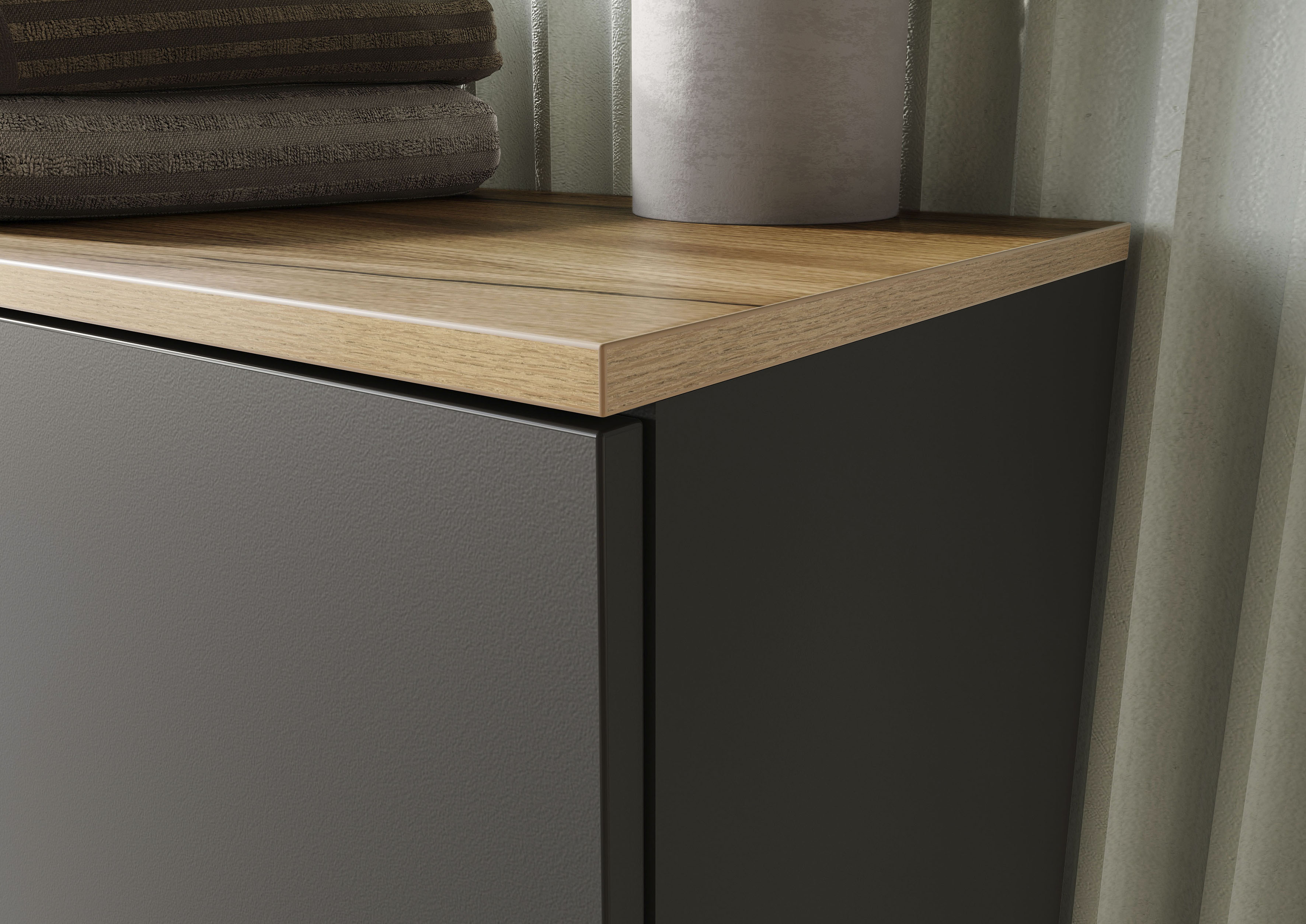 GERMANIA Waschbeckenunterschrank »Yonkers«, Hochwertige ABS-Kanten, Griffe & hohe Füsse aus Metall, Breite 80 cm