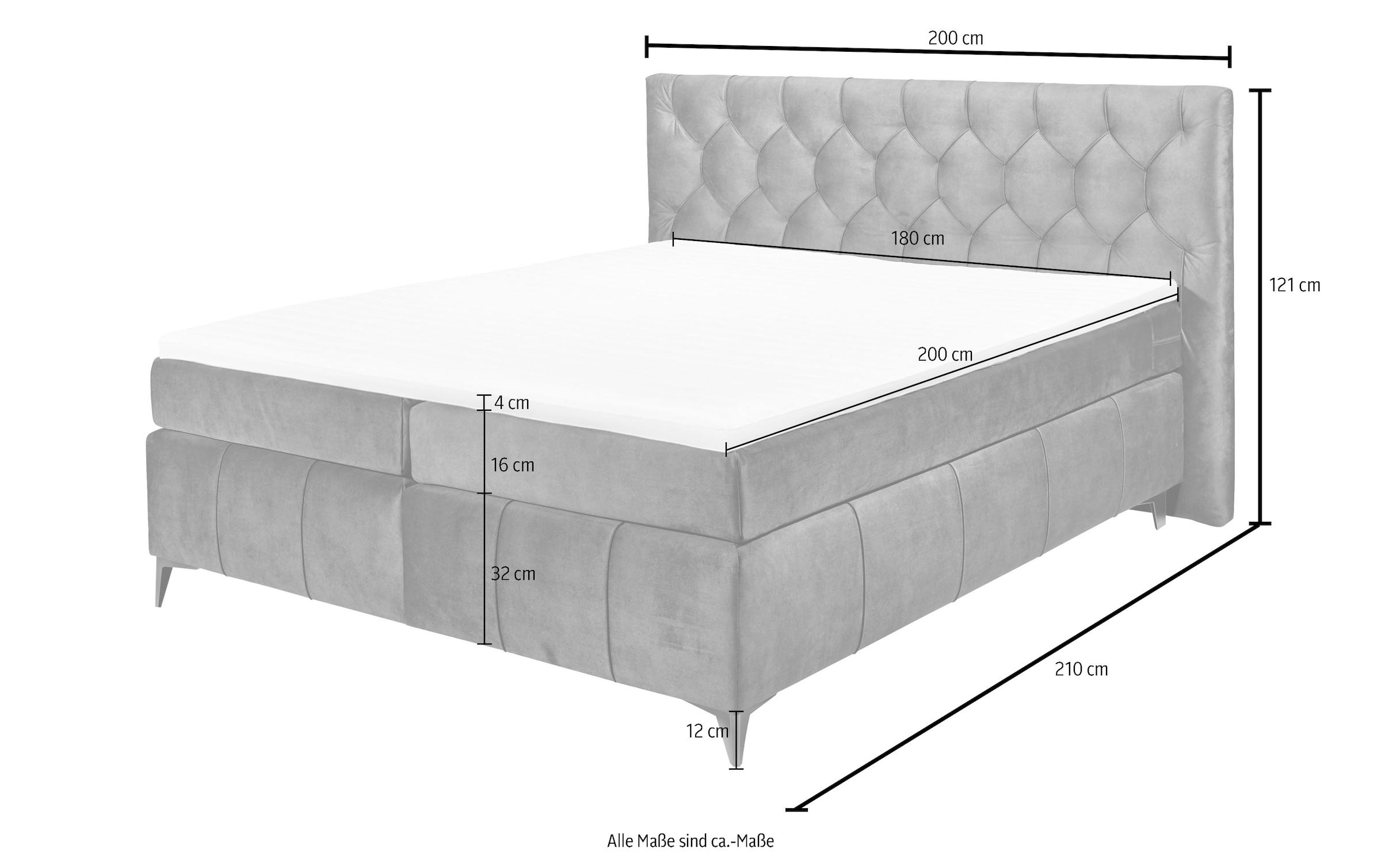 ED EXCITING DESIGN Boxspringbett »Pembroke«, inkl. Topper