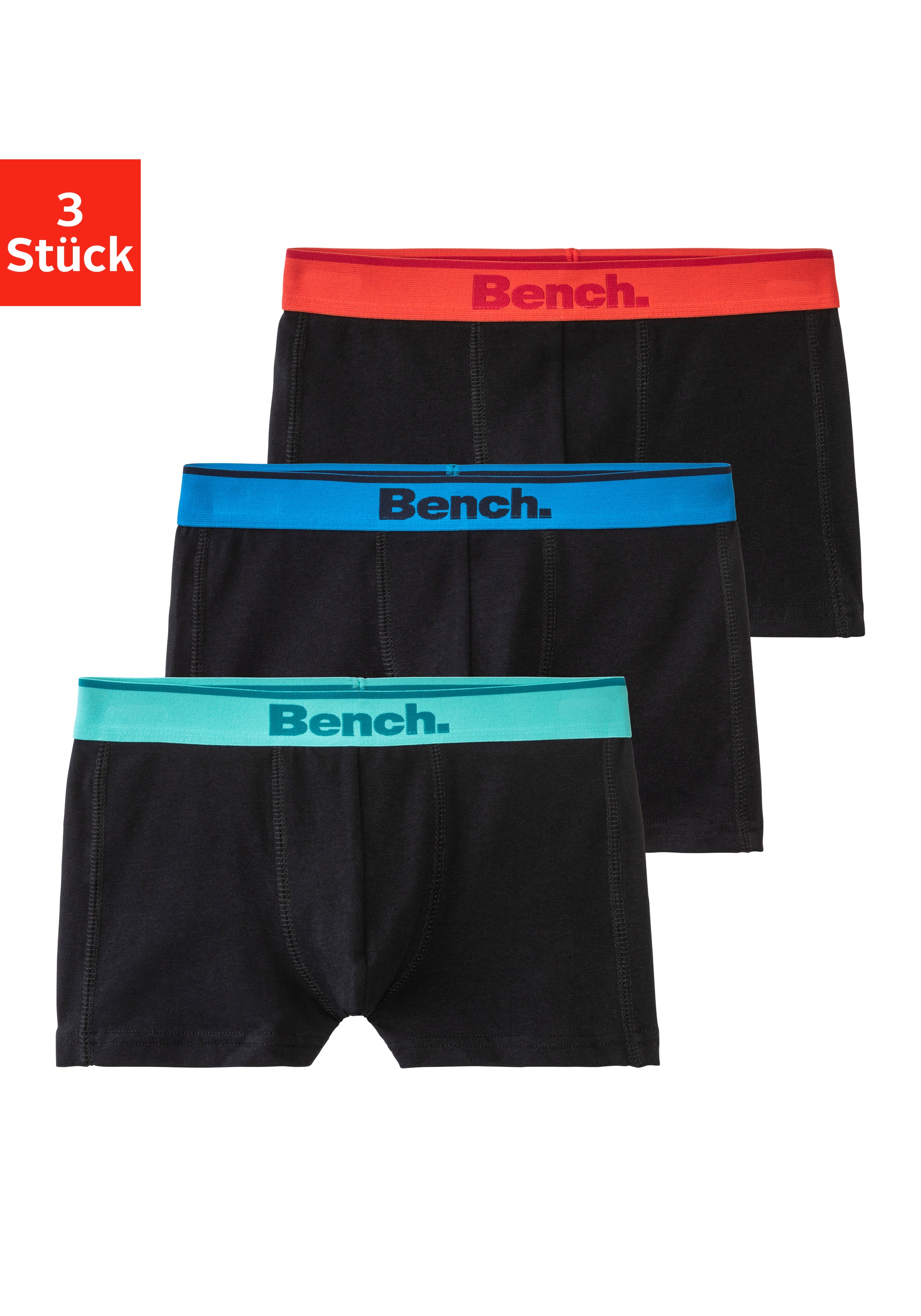 Bench. Boxer »Boxershorts für Jungen« Packung, 3 Stk. mit Ziernähten vorn