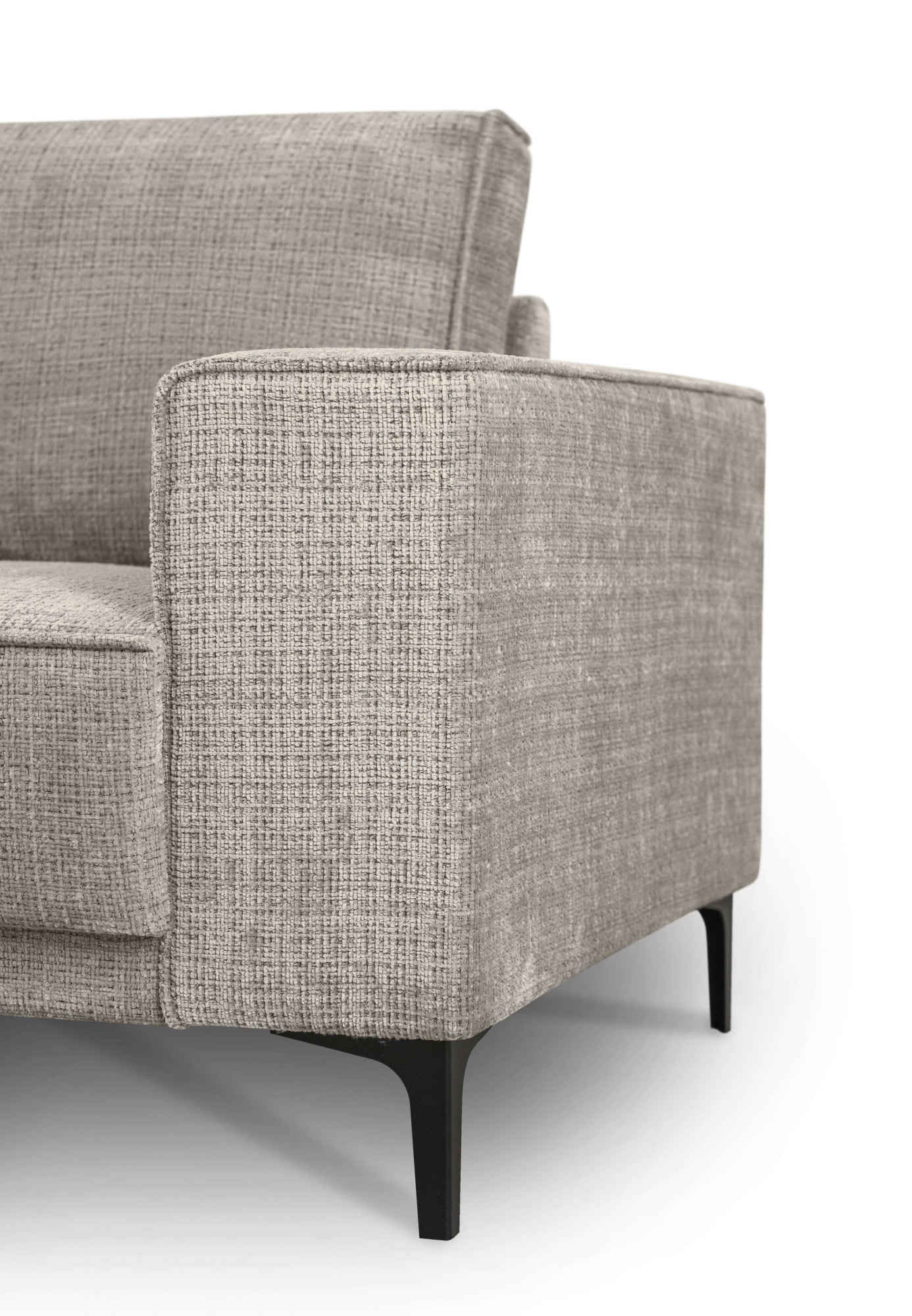 Places of Style Ecksofa »Polsterecke Oland, Struktur, Flachgewebe, Luxus-Microfaser, Boucle«, L-Form, 280 cm, Wellenunterfederung, Skandi-Design, Metallfüsse