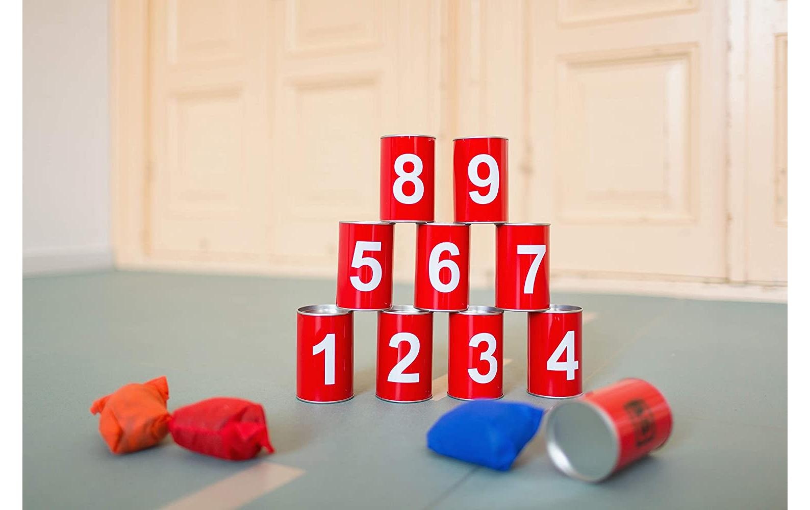 Spiel »Büchsenwerfen rot mit Zahlen«