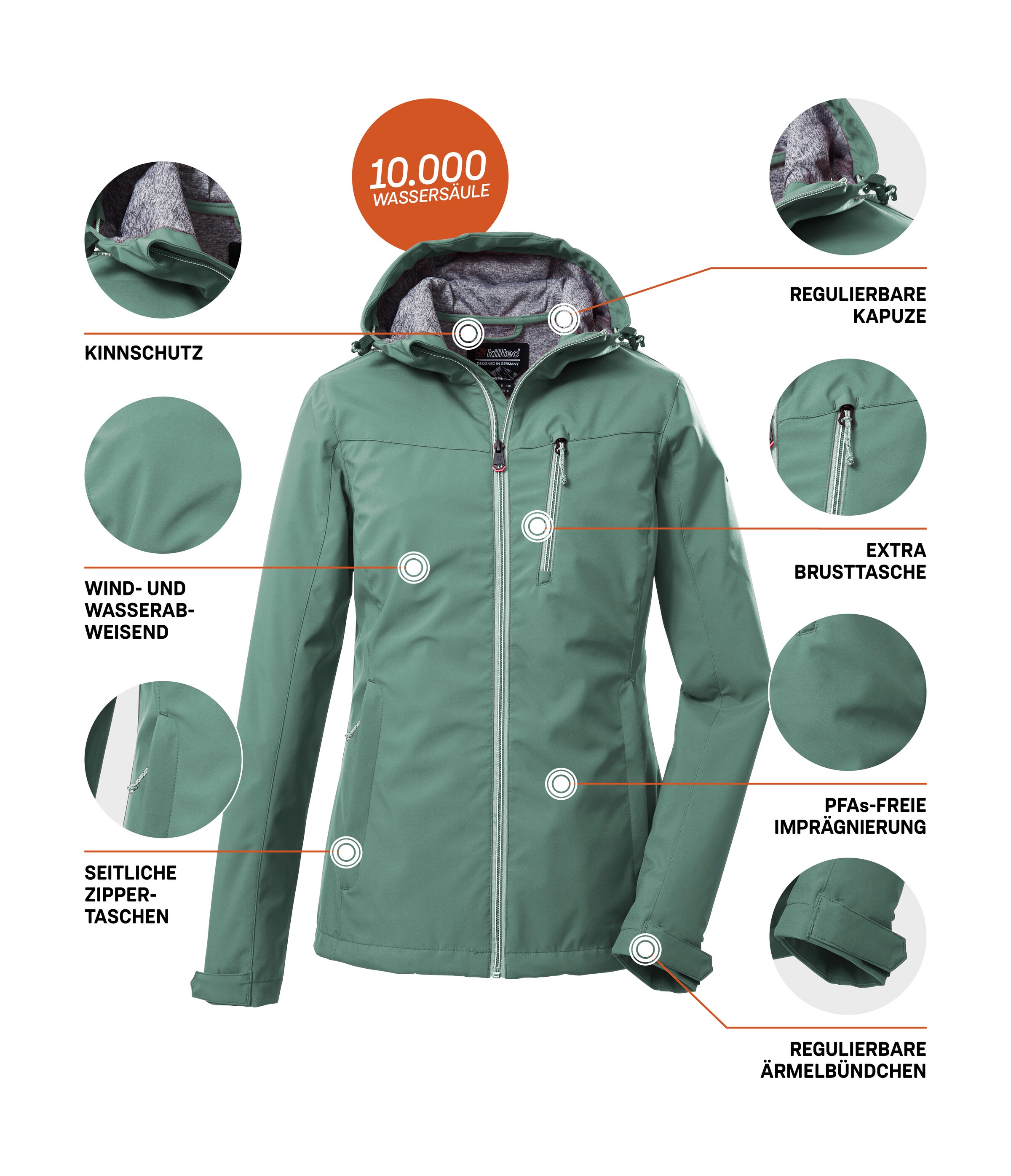 Killtec Softshelljacke »KOS 89 WMN SFTSHLL JCKT«, Damen Softshelljacke: Wind-und wasserdicht, atmungsaktiv, PFAS-frei