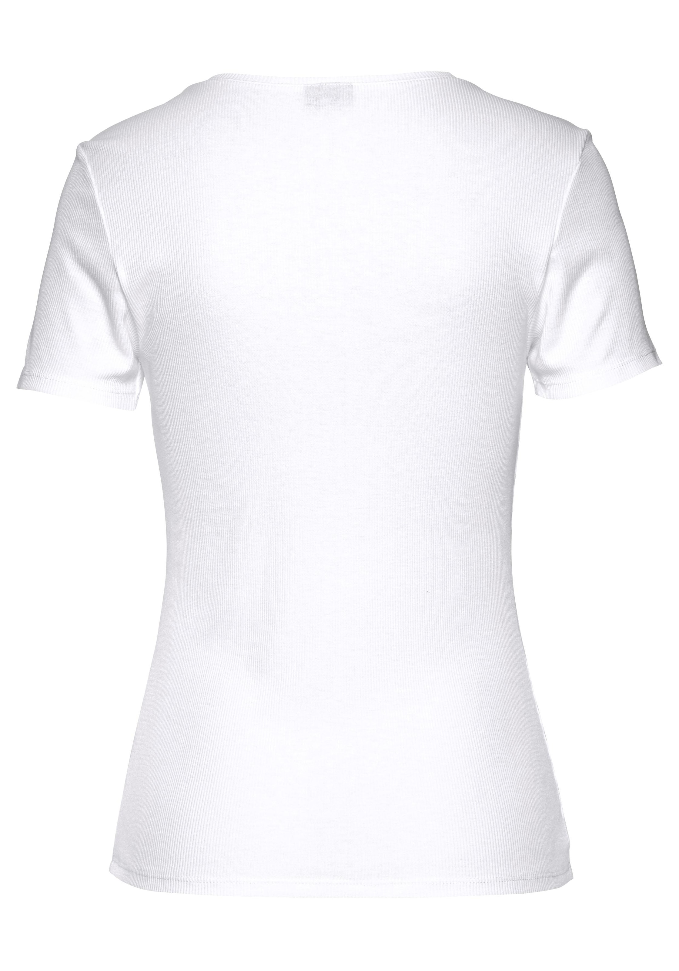 LASCANA T-Shirt, (2er-Pack), aus weicher Rippware